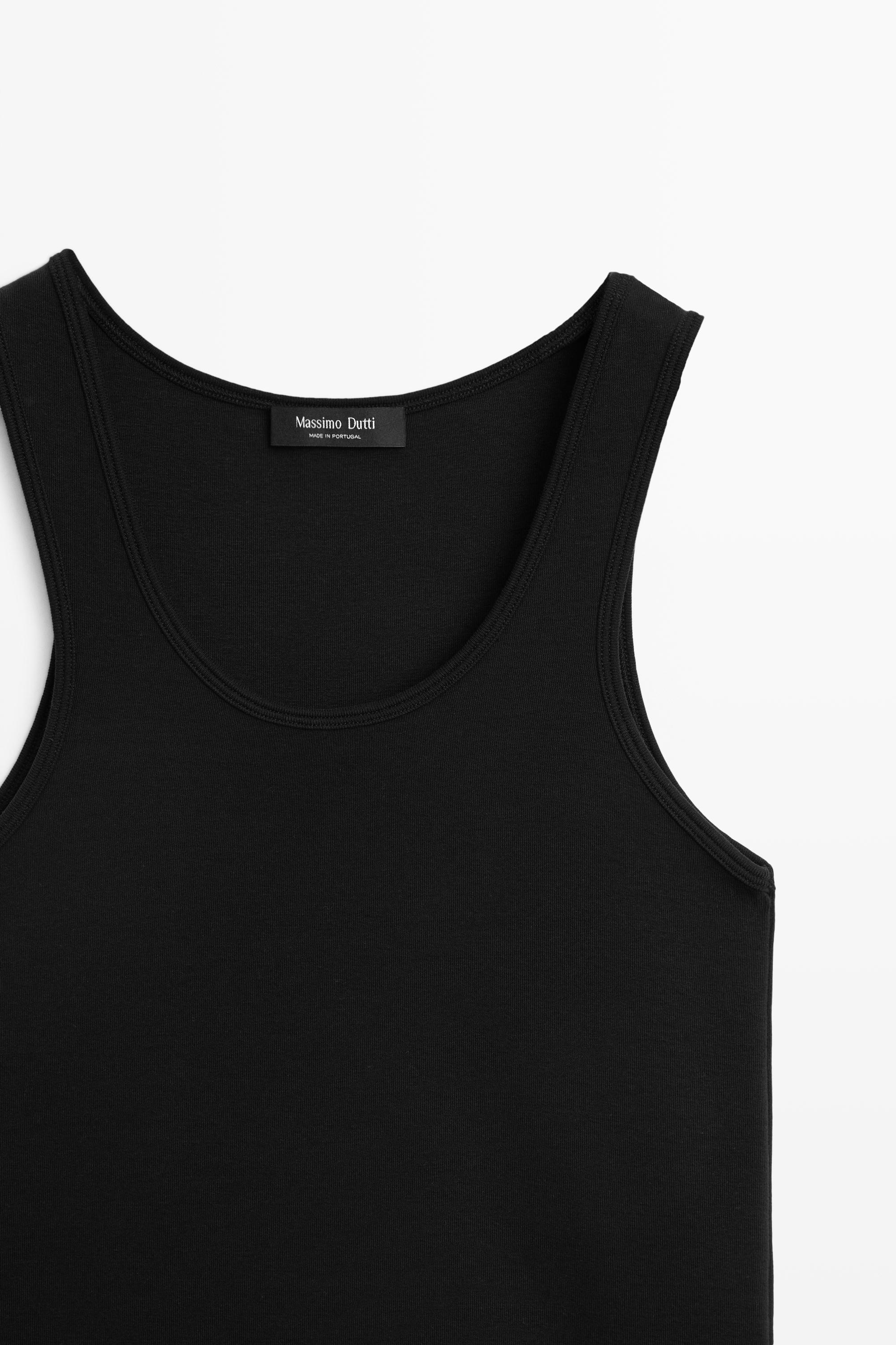 Cotton blend crew neck T-shirt — BLACK