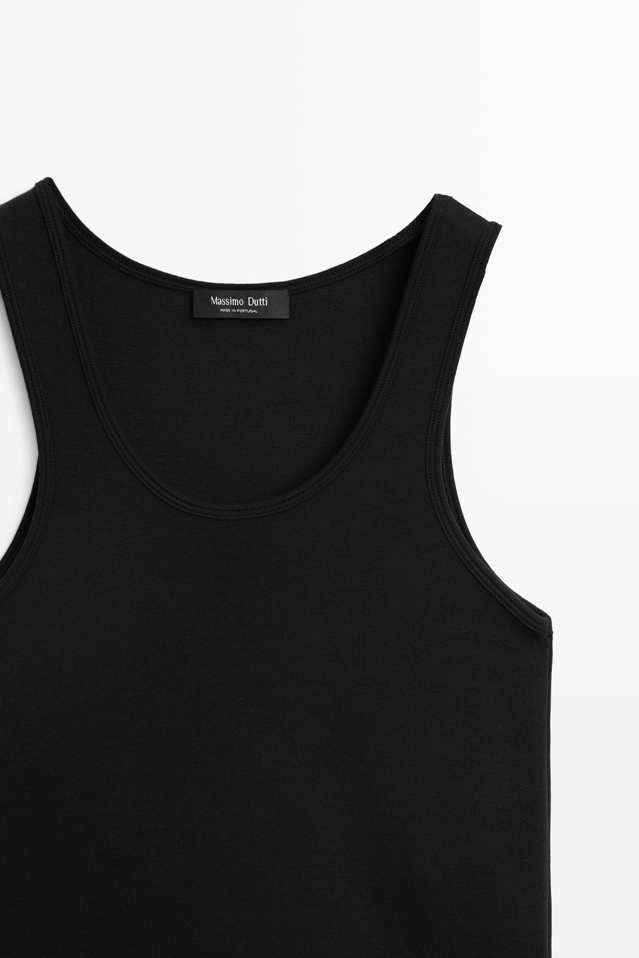 Cotton blend crew neck T-shirt — BLACK