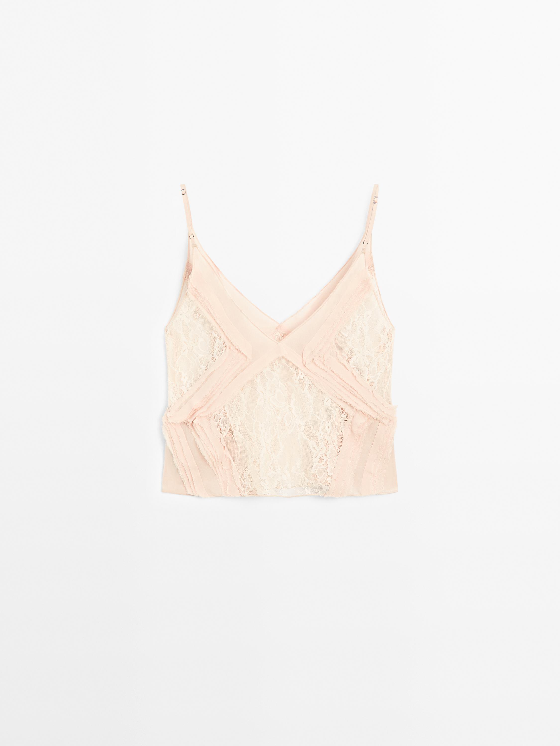 Semi-sheer lace camisole top