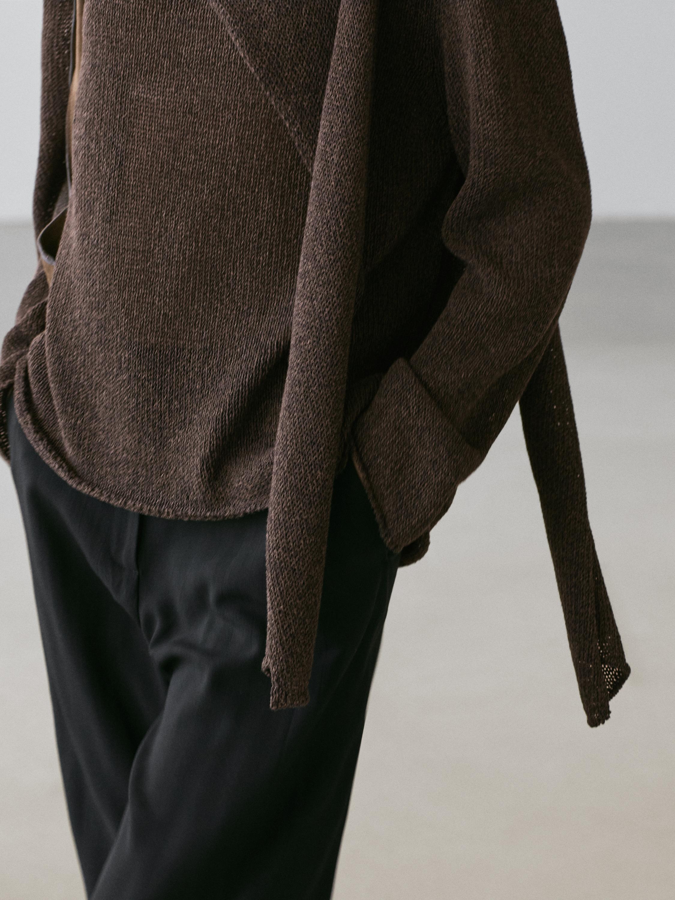 Cotton blend knit cape sweater — Chocolate