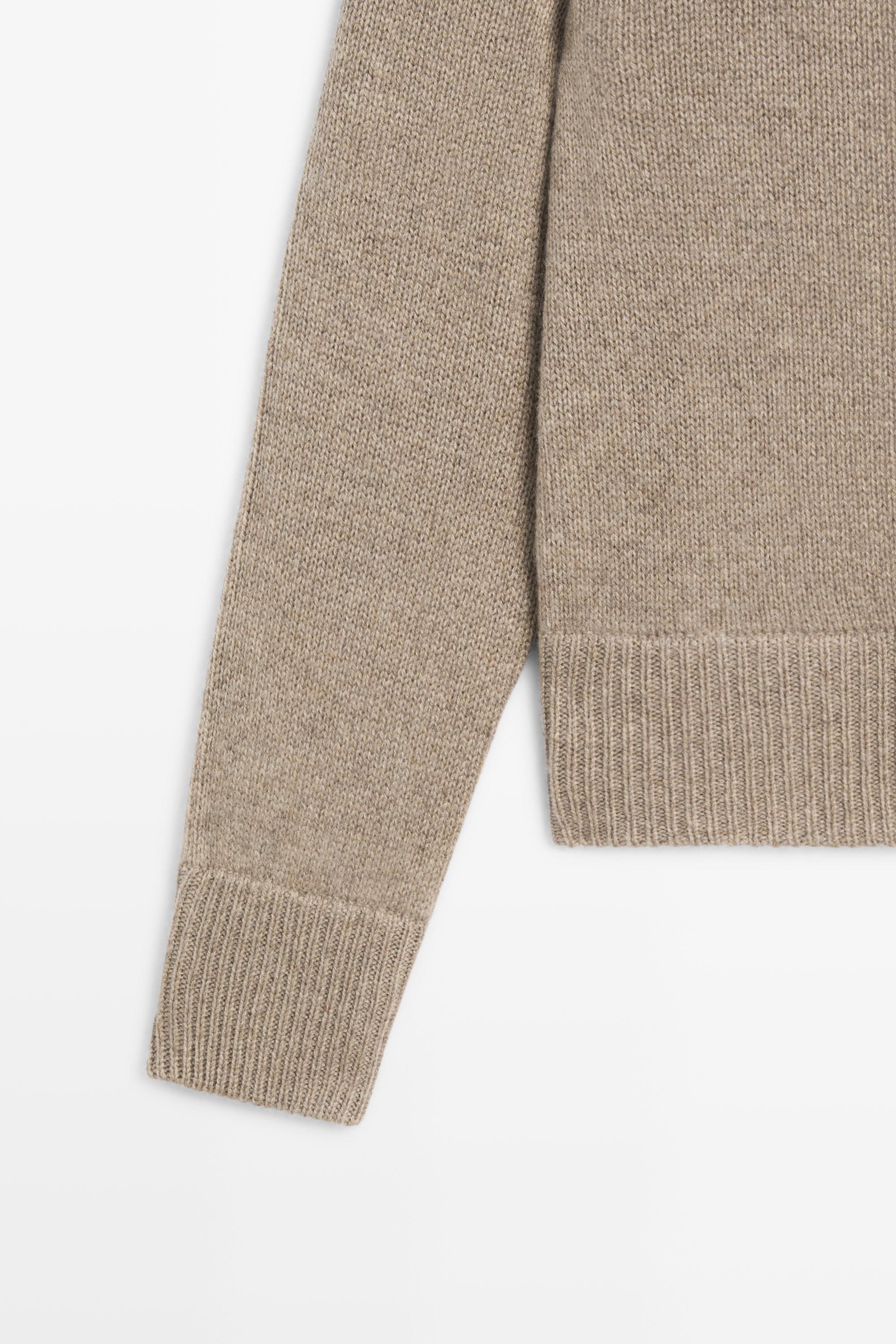 100% cashmere hooded zip-up cardigan — BEIGE