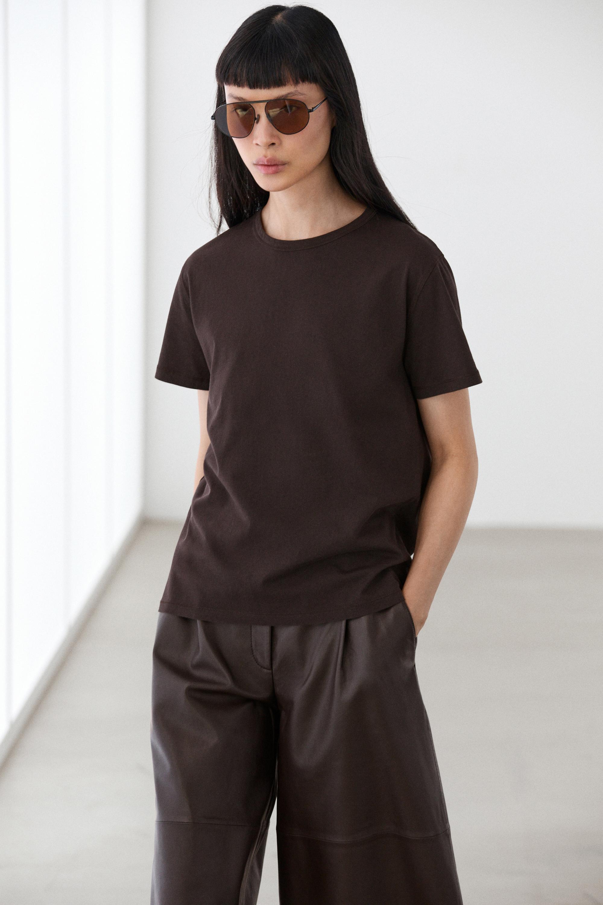 100% cotton short-sleeve T-shirt — BROWN