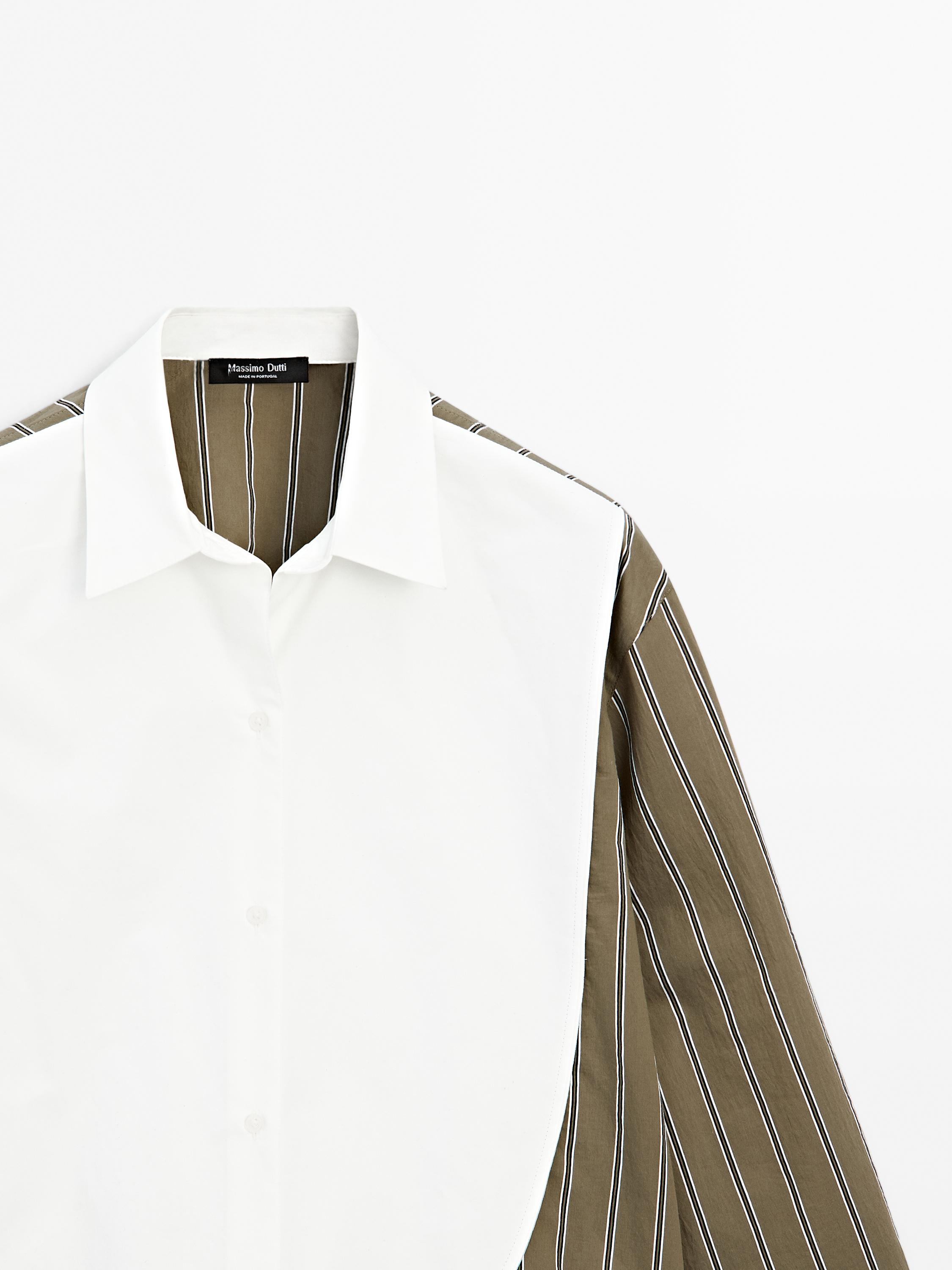 Cotton blend striped chest shirt
