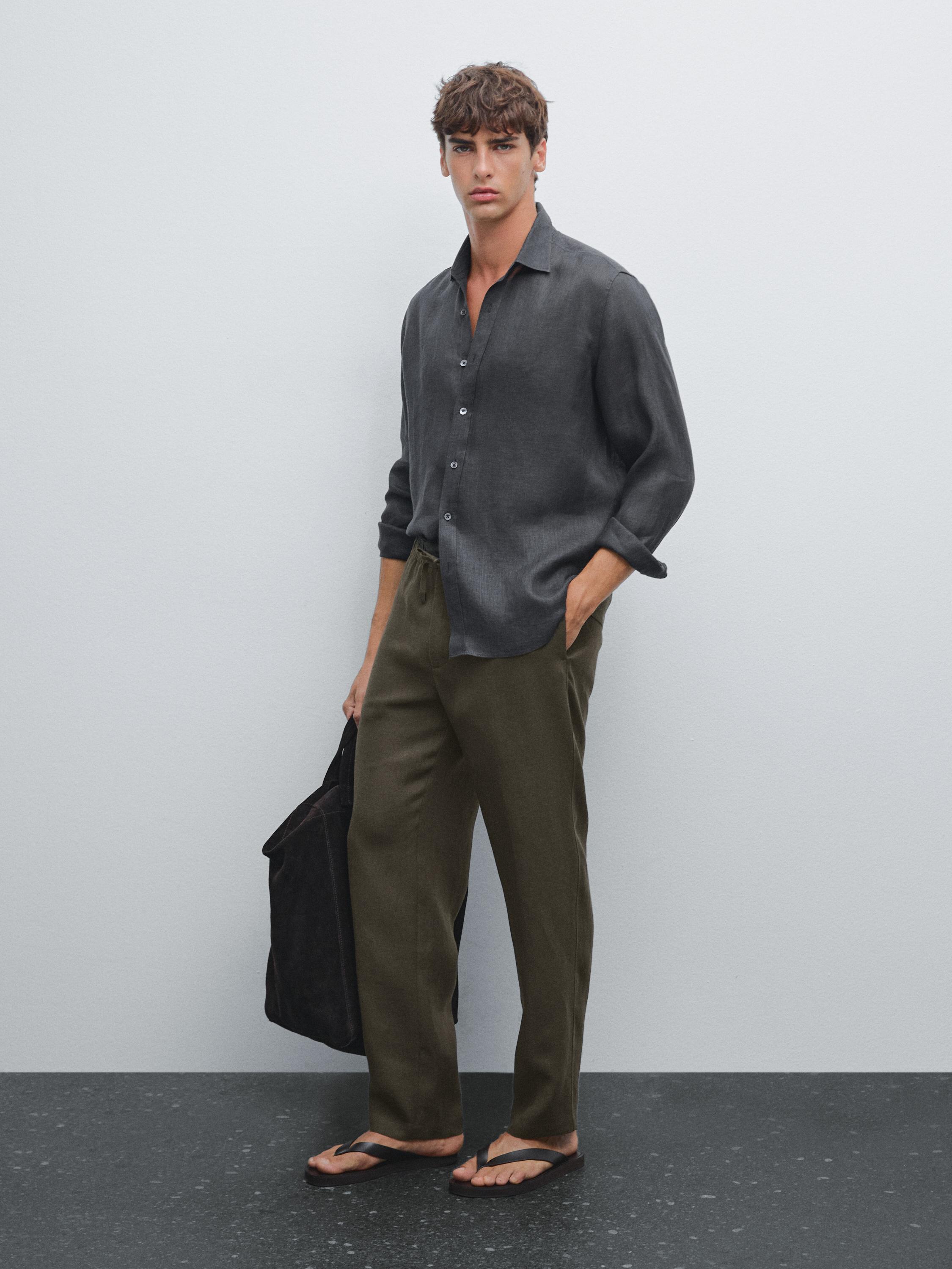 100% linen jogger fit trousers