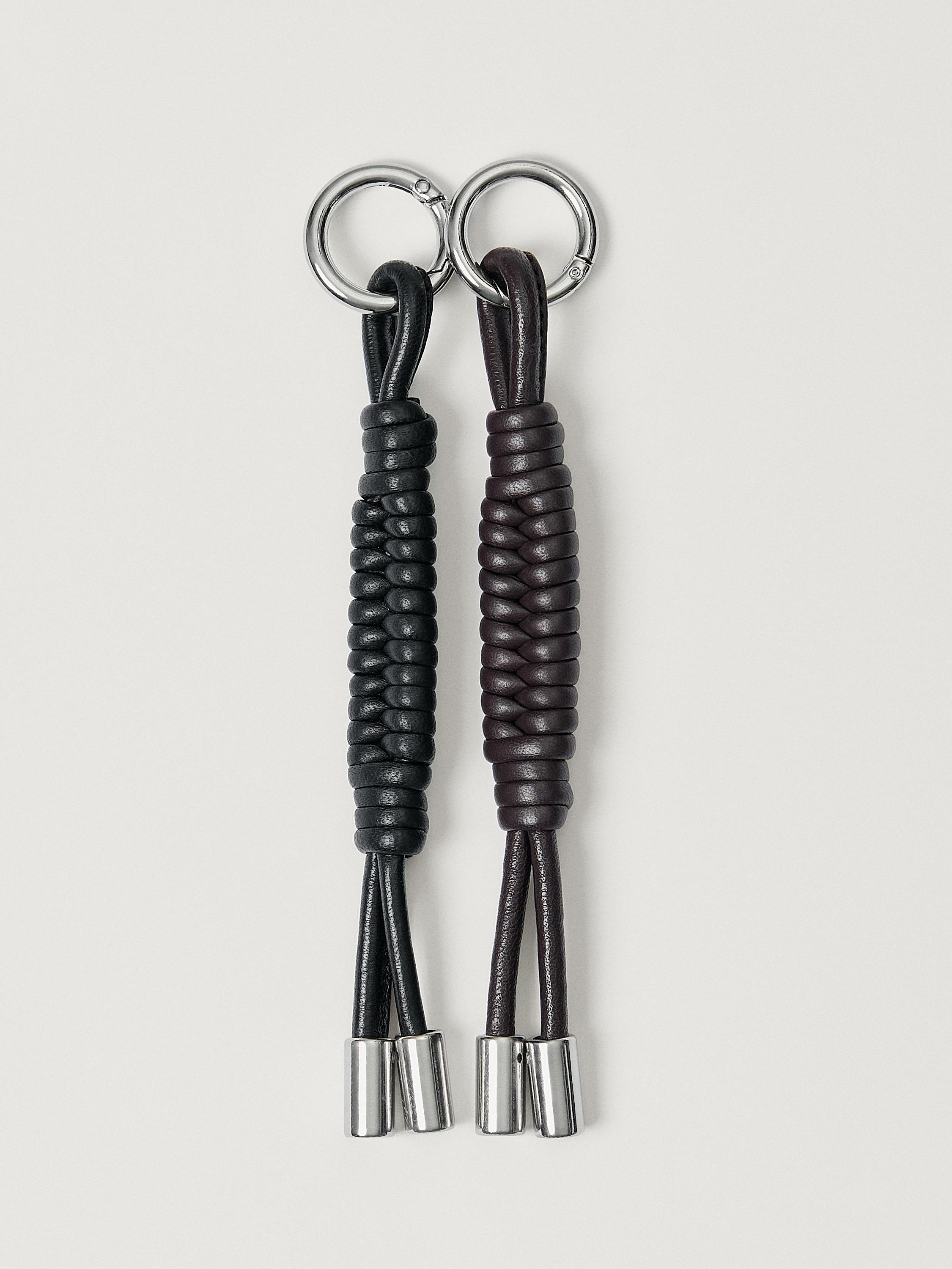 Nappa leather charm key ring with knots