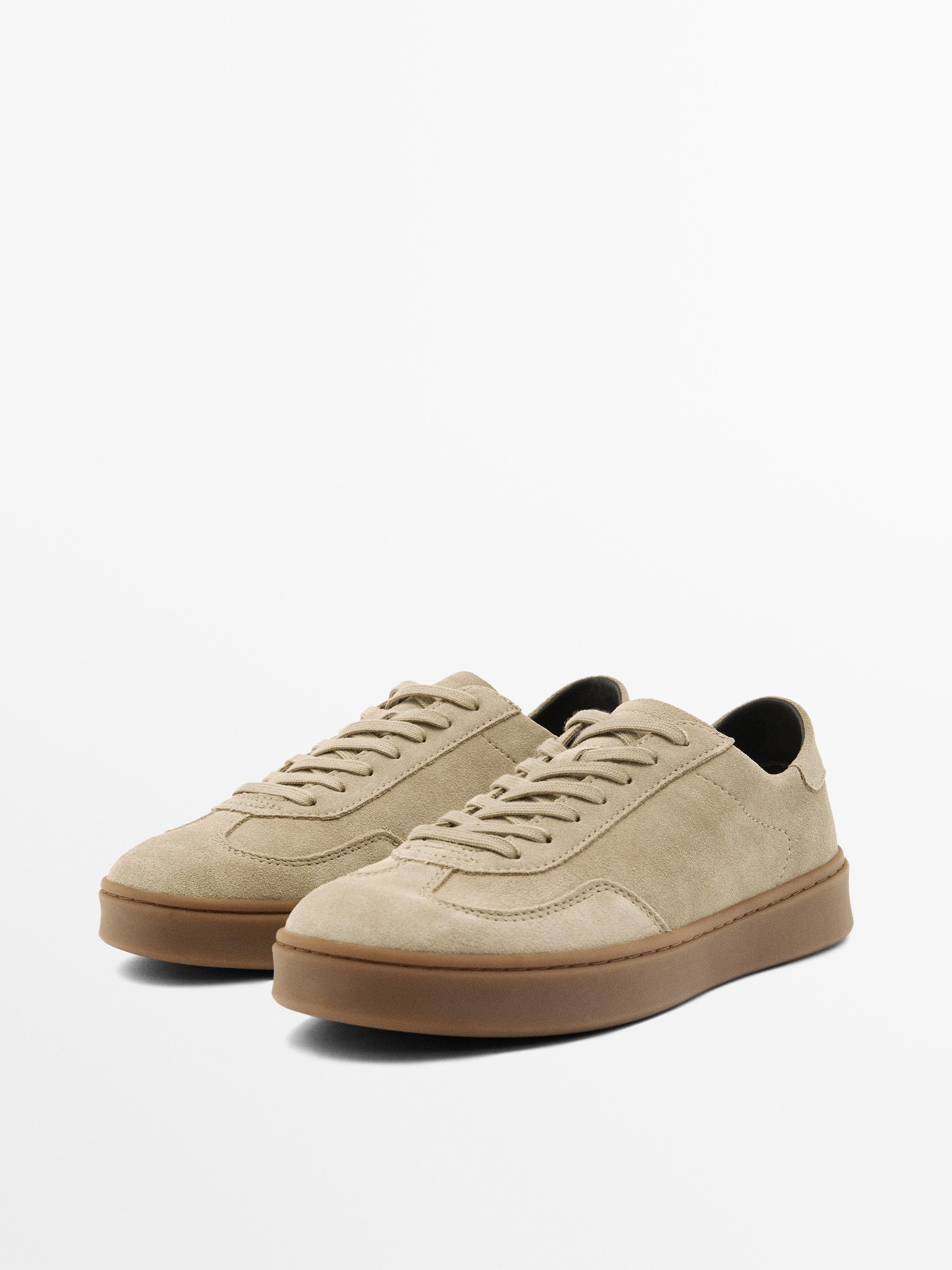 Split suede leather trainers