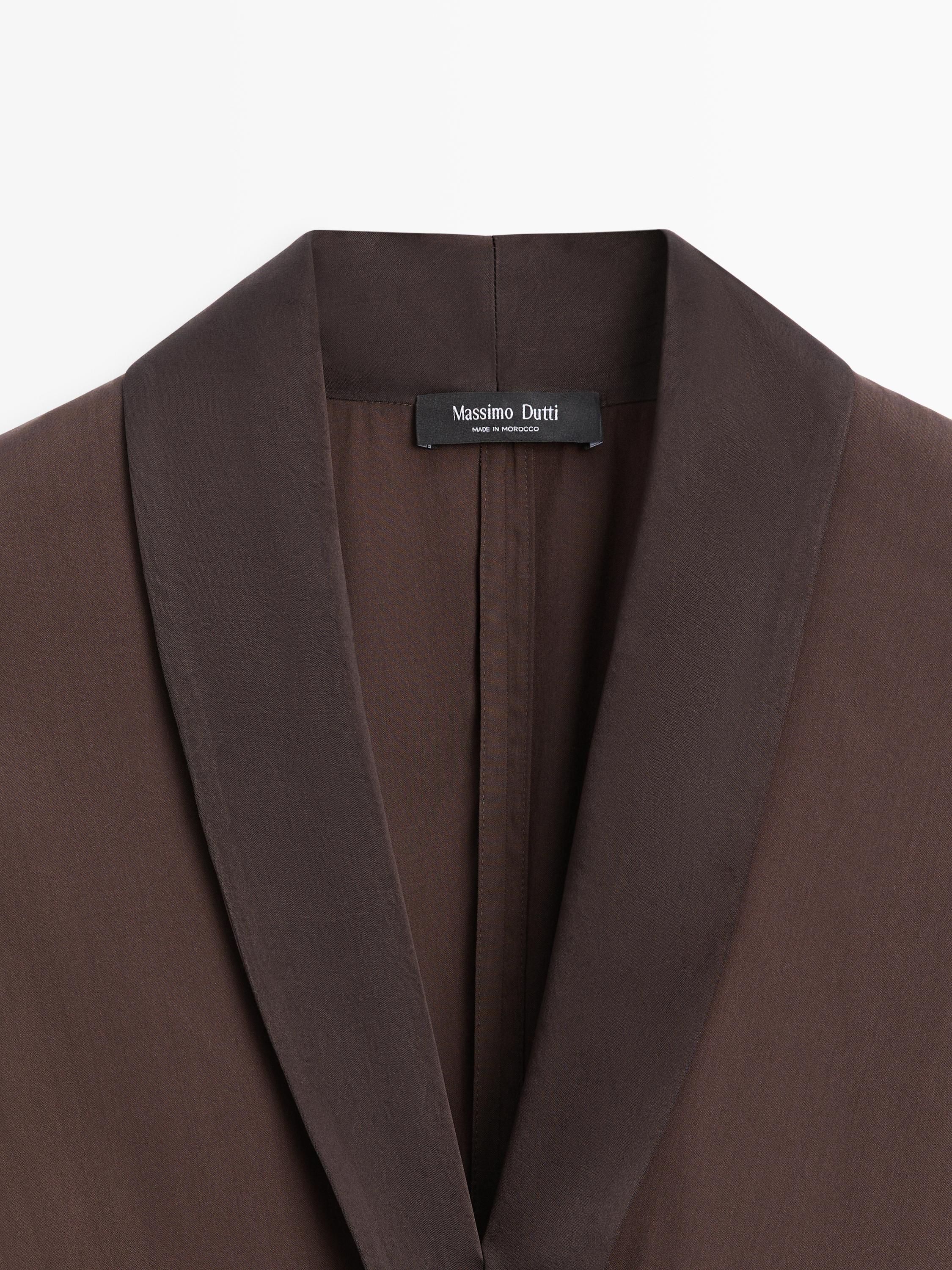 Long sleeve dress with gathered detail — Chocolate