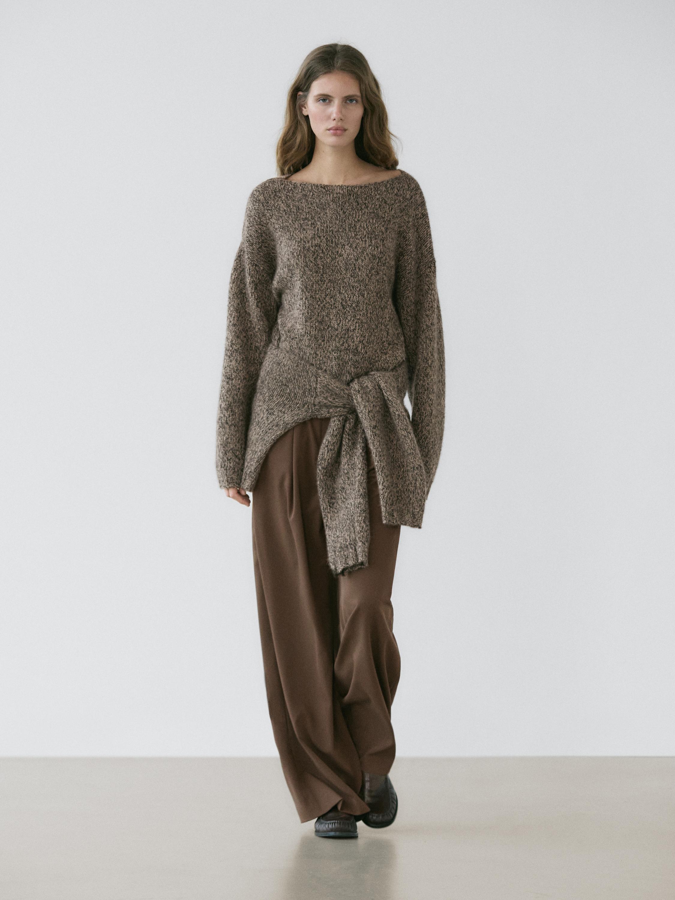 Pleten pulover s polkrožnim izrezom iz 100 % kašmira