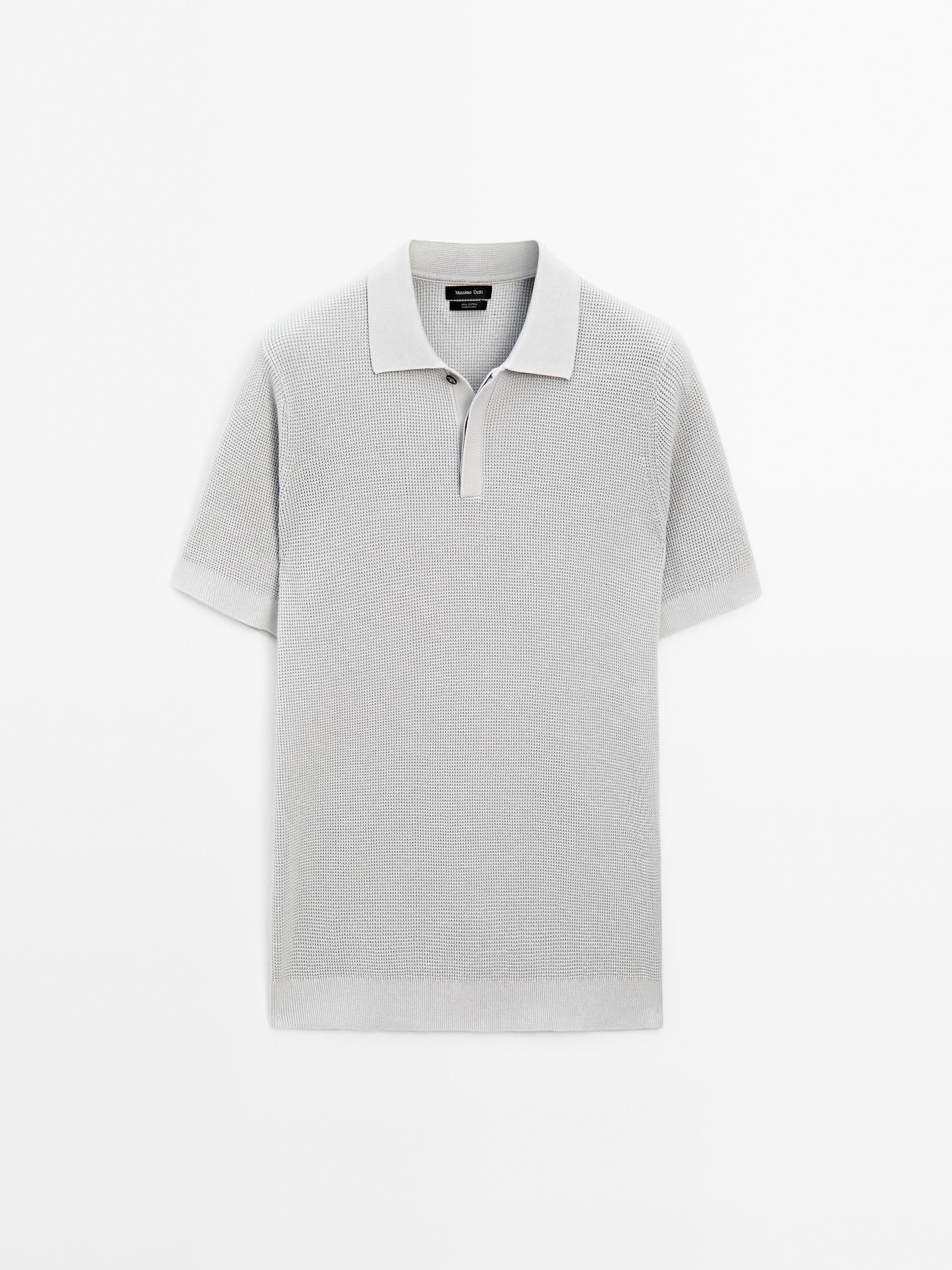 Strick-Poloshirt aus Baumwolle mit Strukturmuster