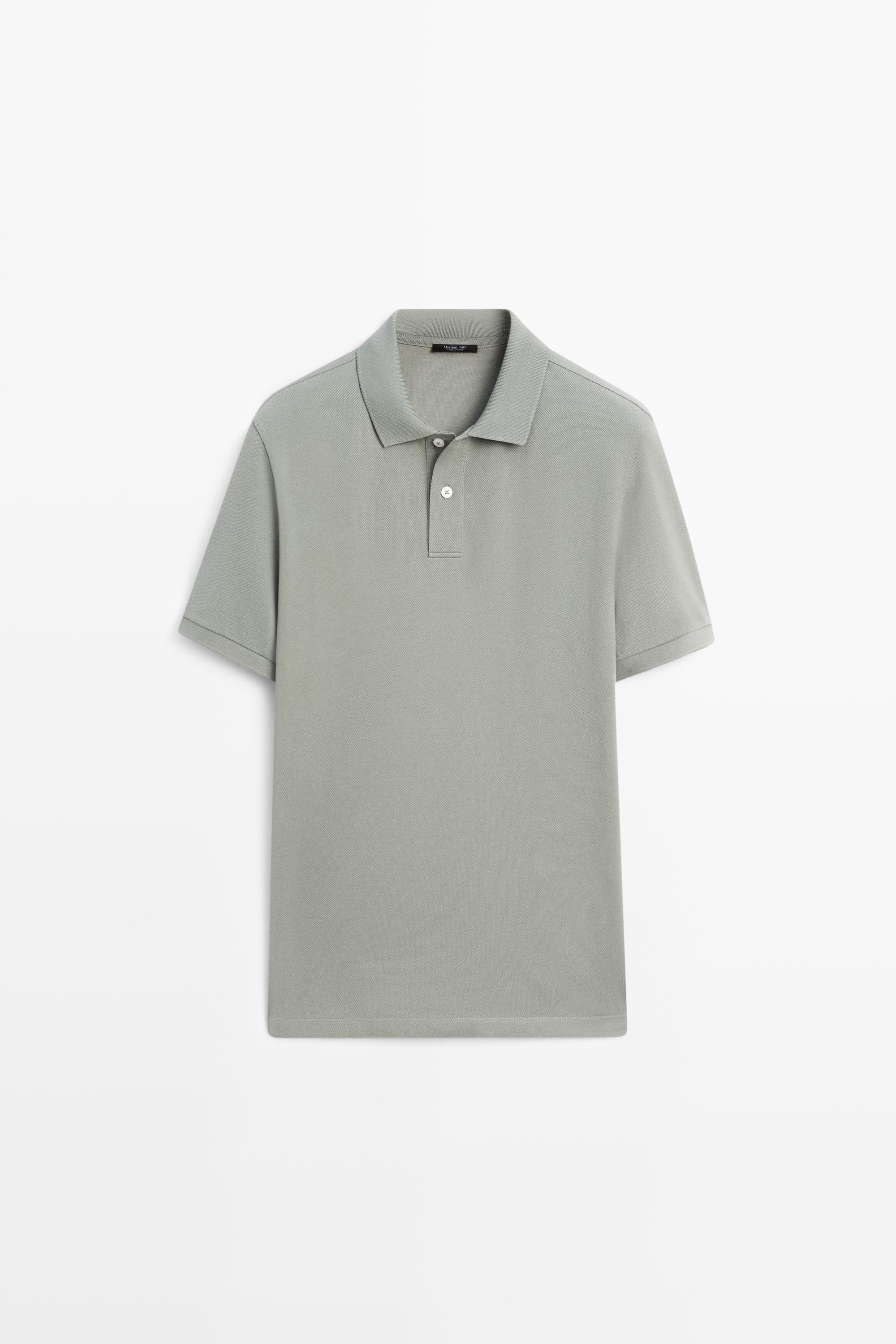 Micro-textured cotton piqué polo shirt — Sea green