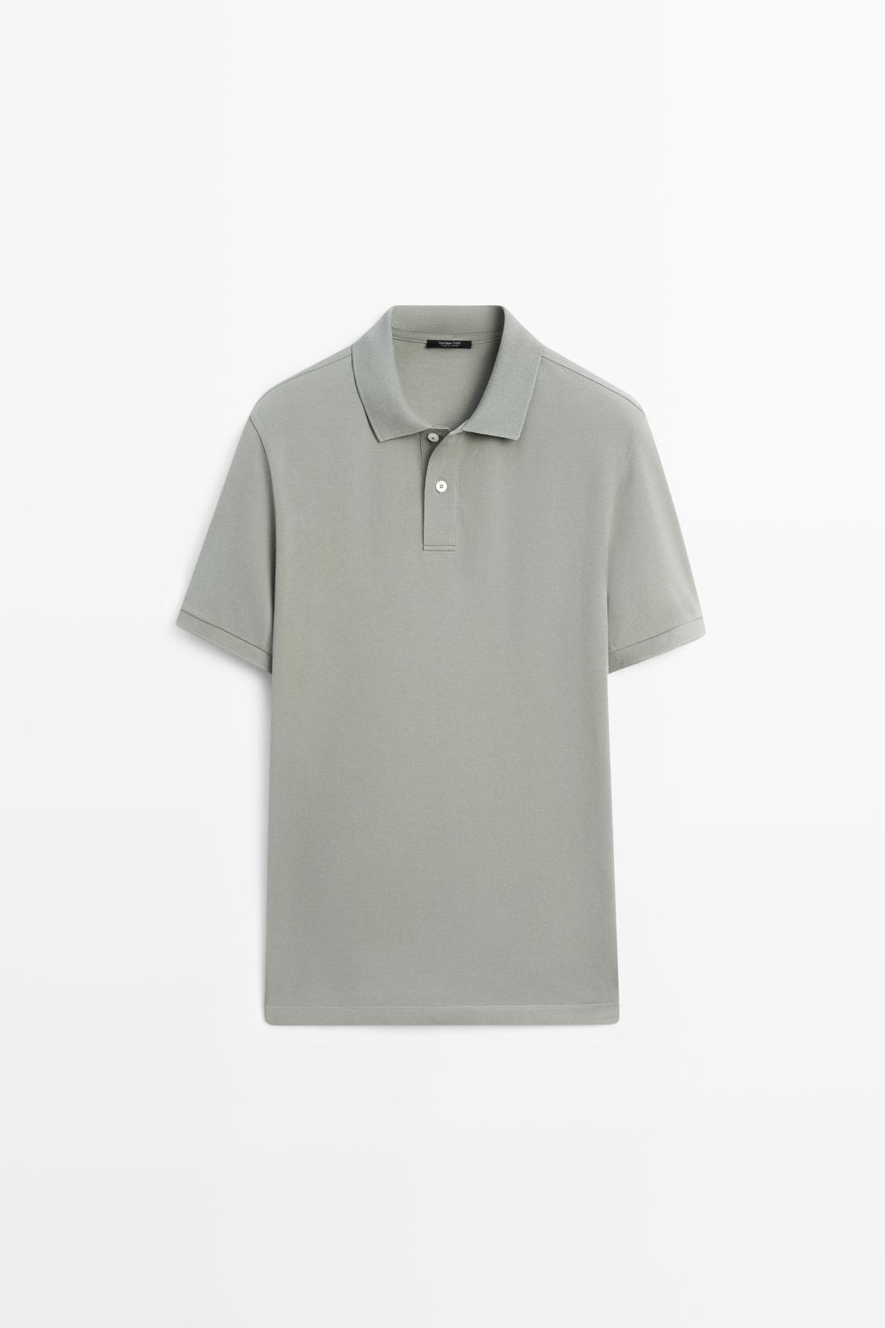 Micro-textured cotton piqué polo shirt — Sea green