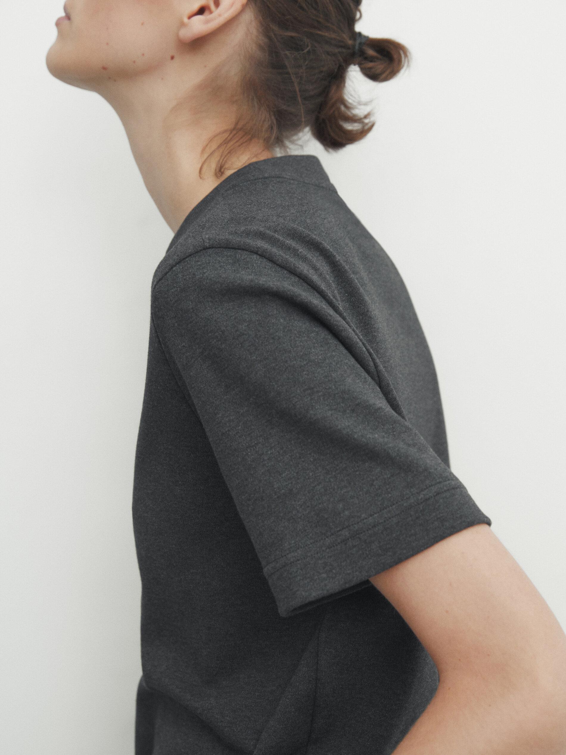 100% cotton interlock crew neck T-shirt — ANTHRACITE GREY