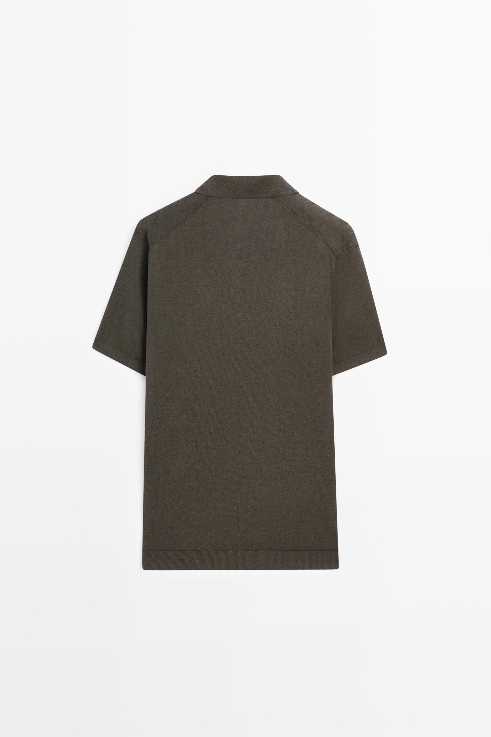 Cotton and linen knit polo sweater - LIMITED EDITION — DARK KHAKI