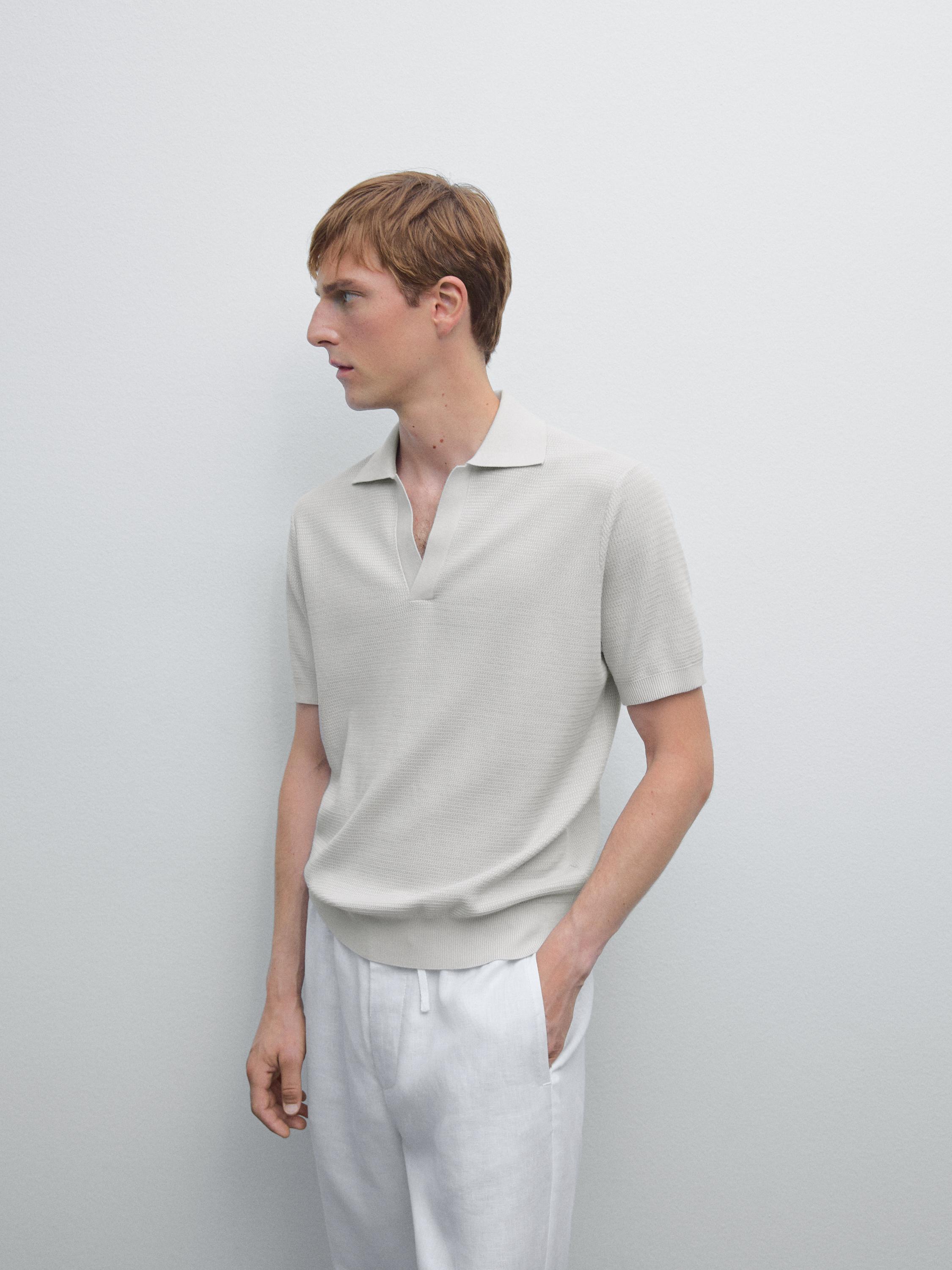 Knit V-neck polo shirt