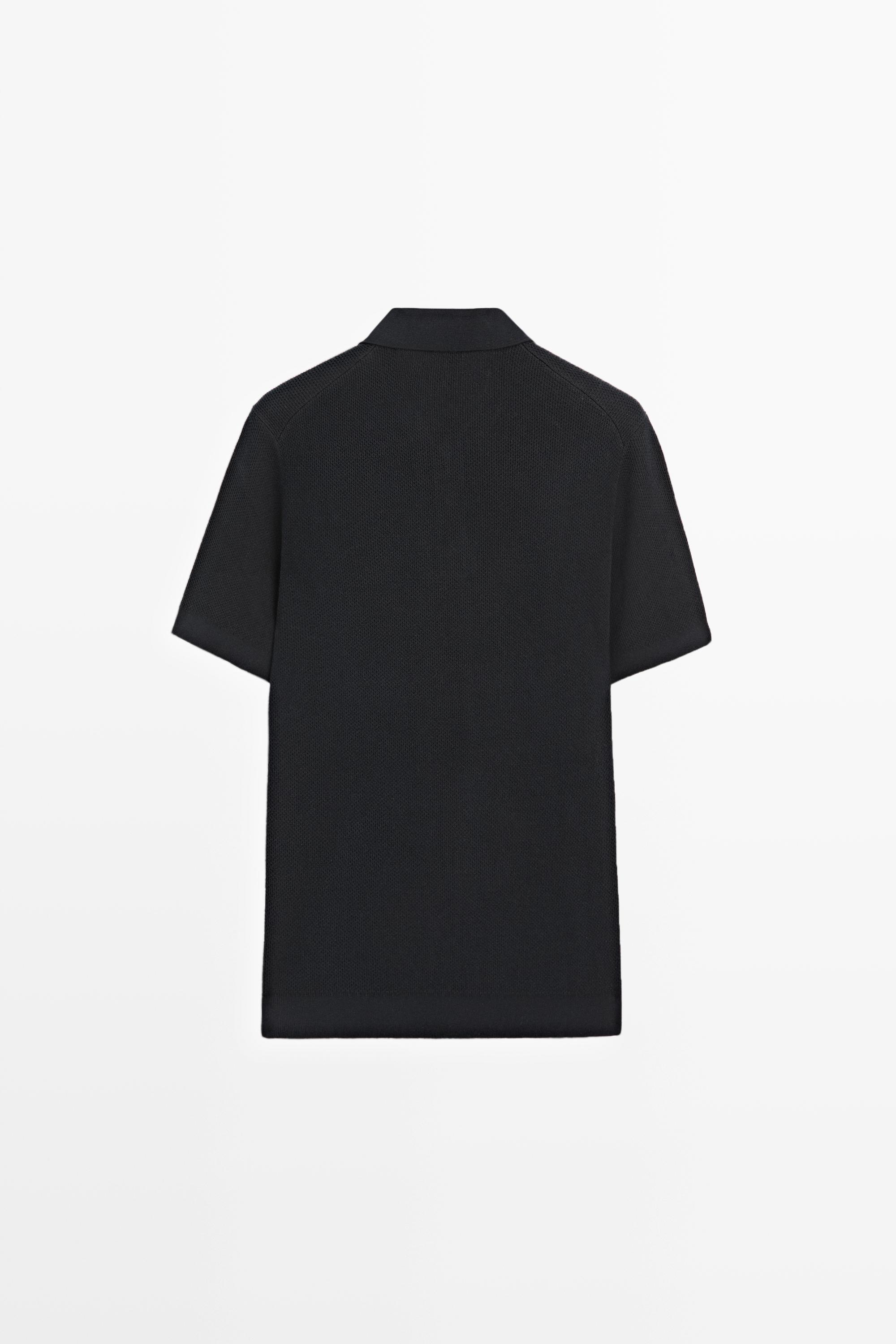 100% cotton textured contrast polo shirt — NAVY BLUE