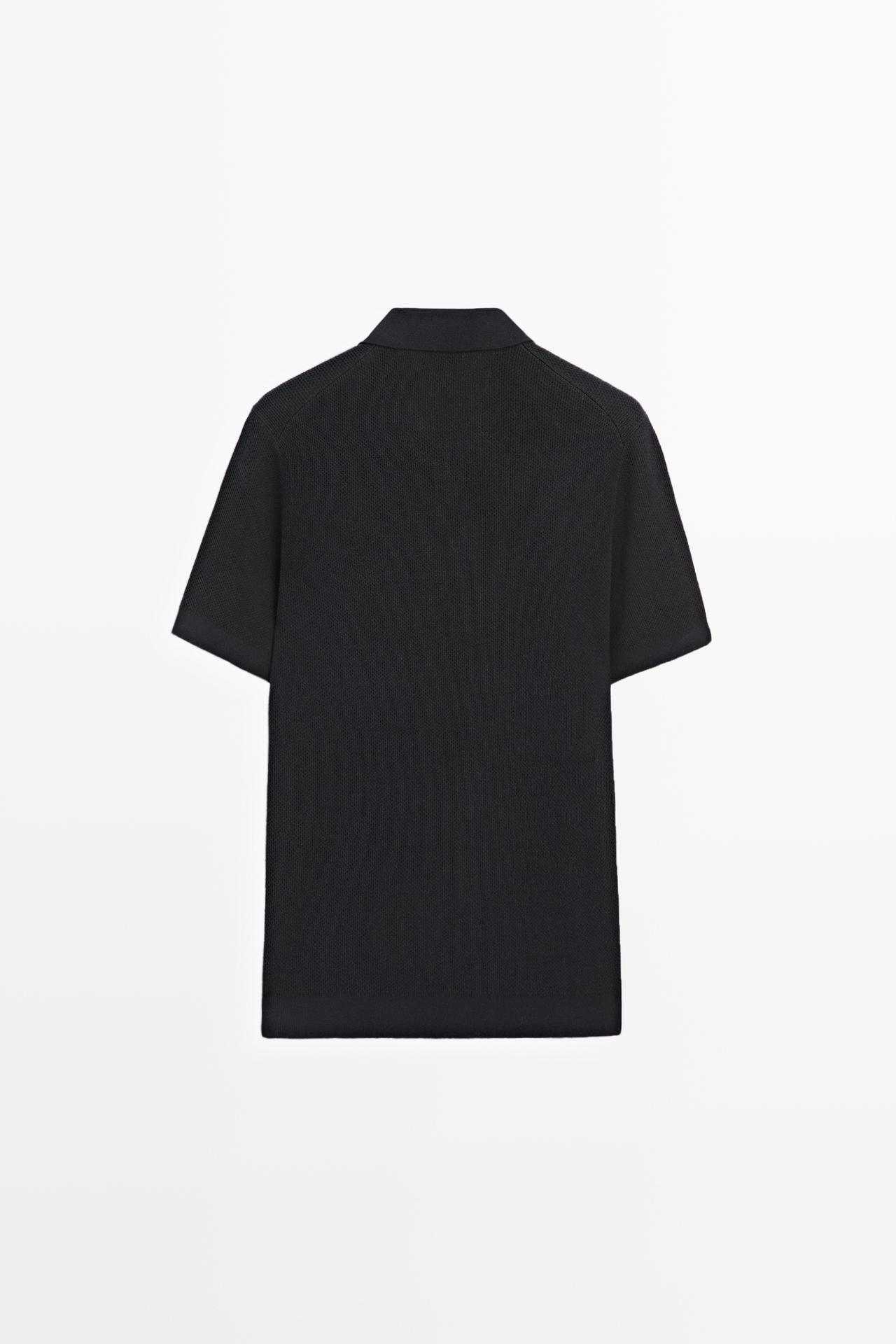 100% cotton textured contrast polo shirt — NAVY BLUE