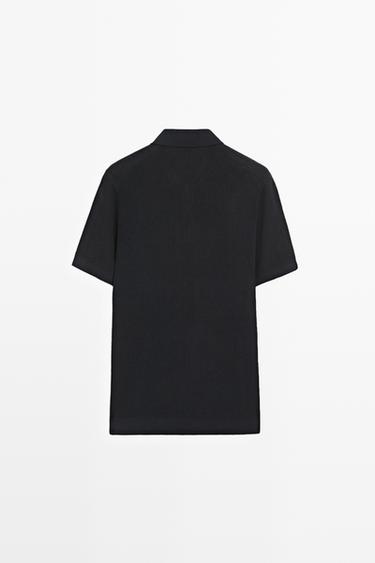 100% cotton textured contrast polo shirt — NAVY BLUE 6