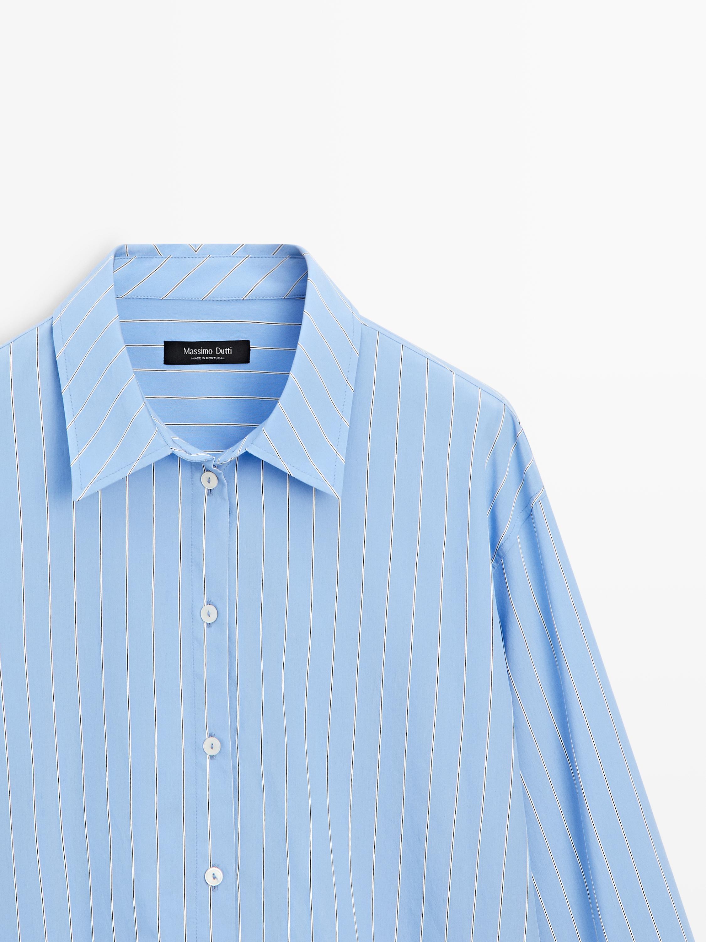 Striped loose-fitting shirt — BLUE