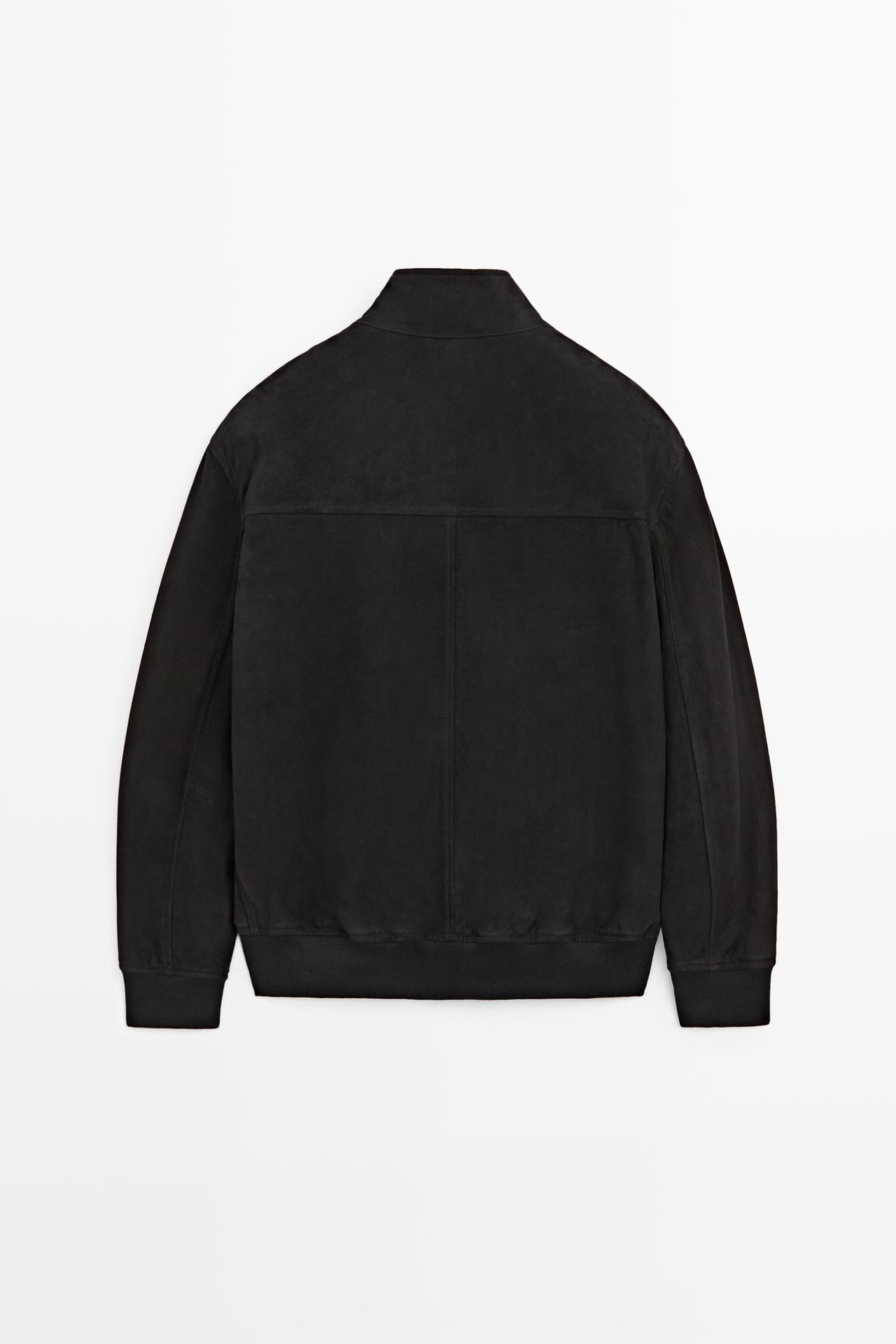 Suede bomber jacket — NAVY BLUE