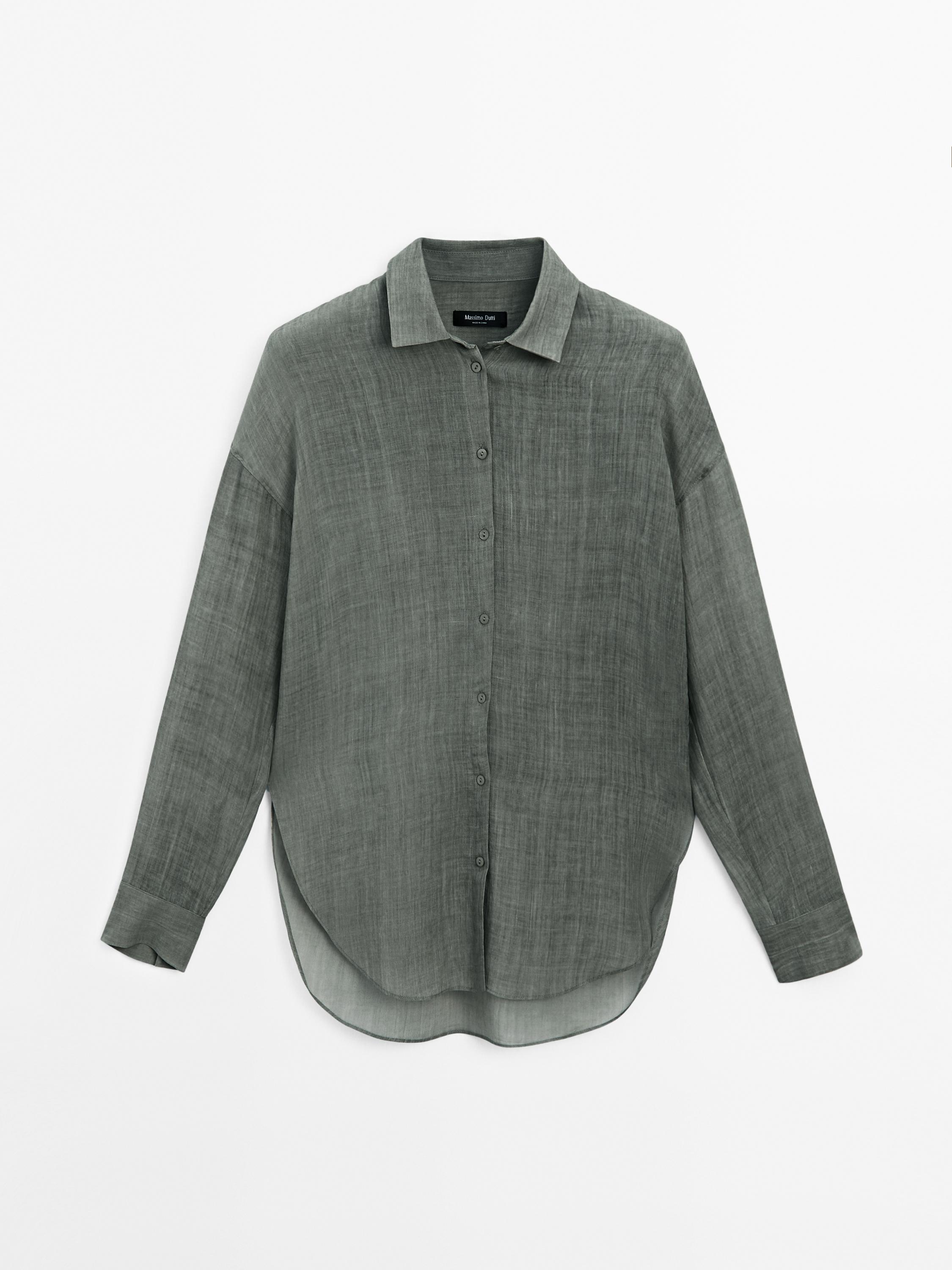 Flowing maltinto ramie blend shirt