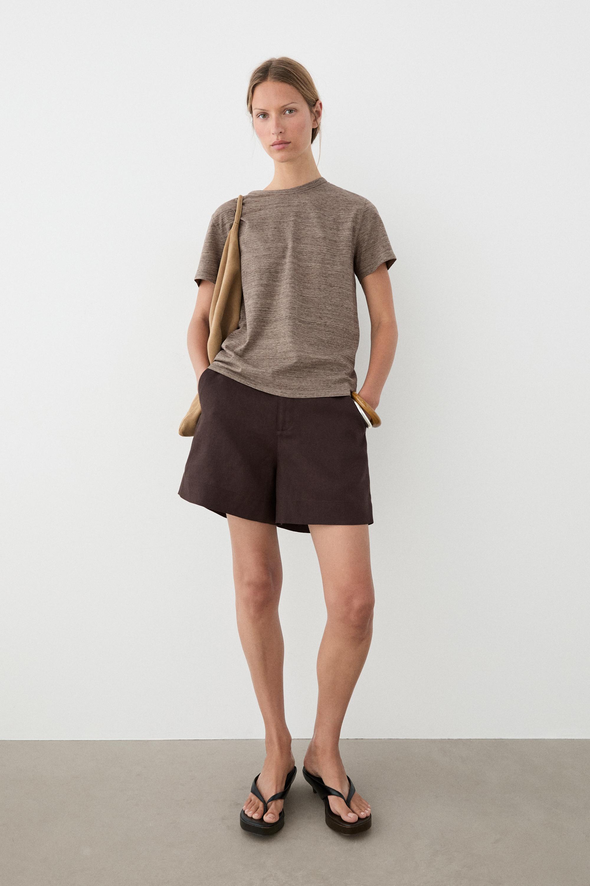 100% cotton short-sleeve T-shirt — BROWN MARL