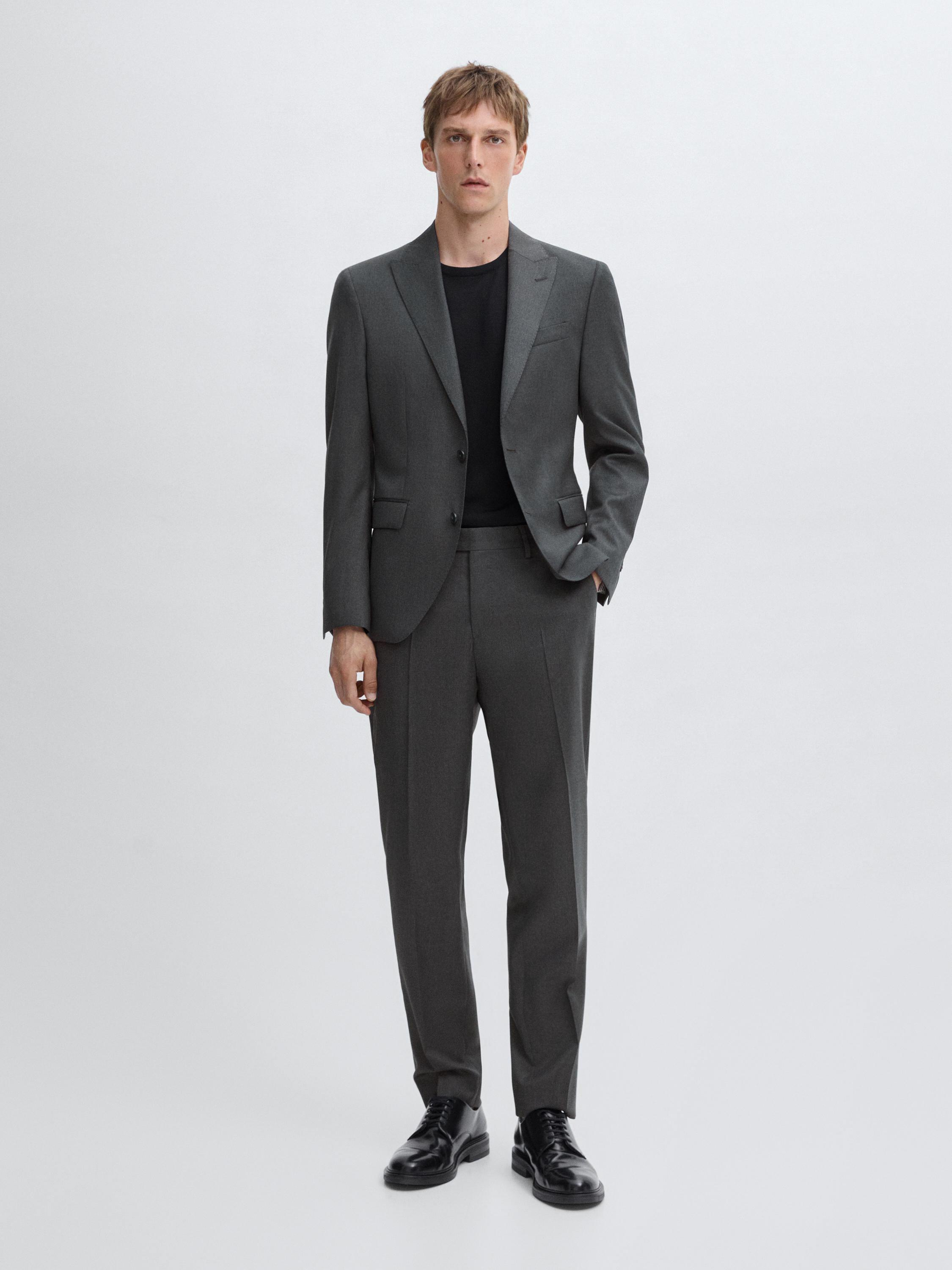 Plain wool suit jacket