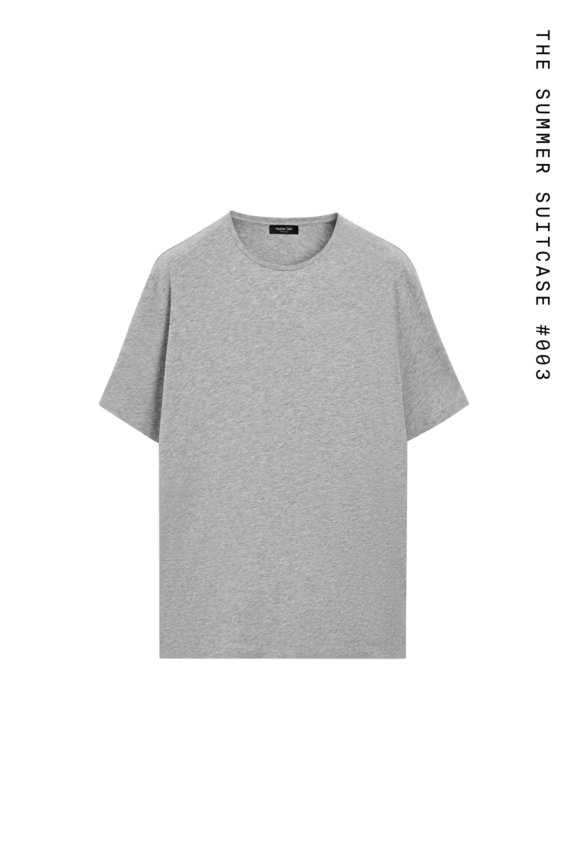 Short sleeve cotton blend T-shirt — GREY MARL