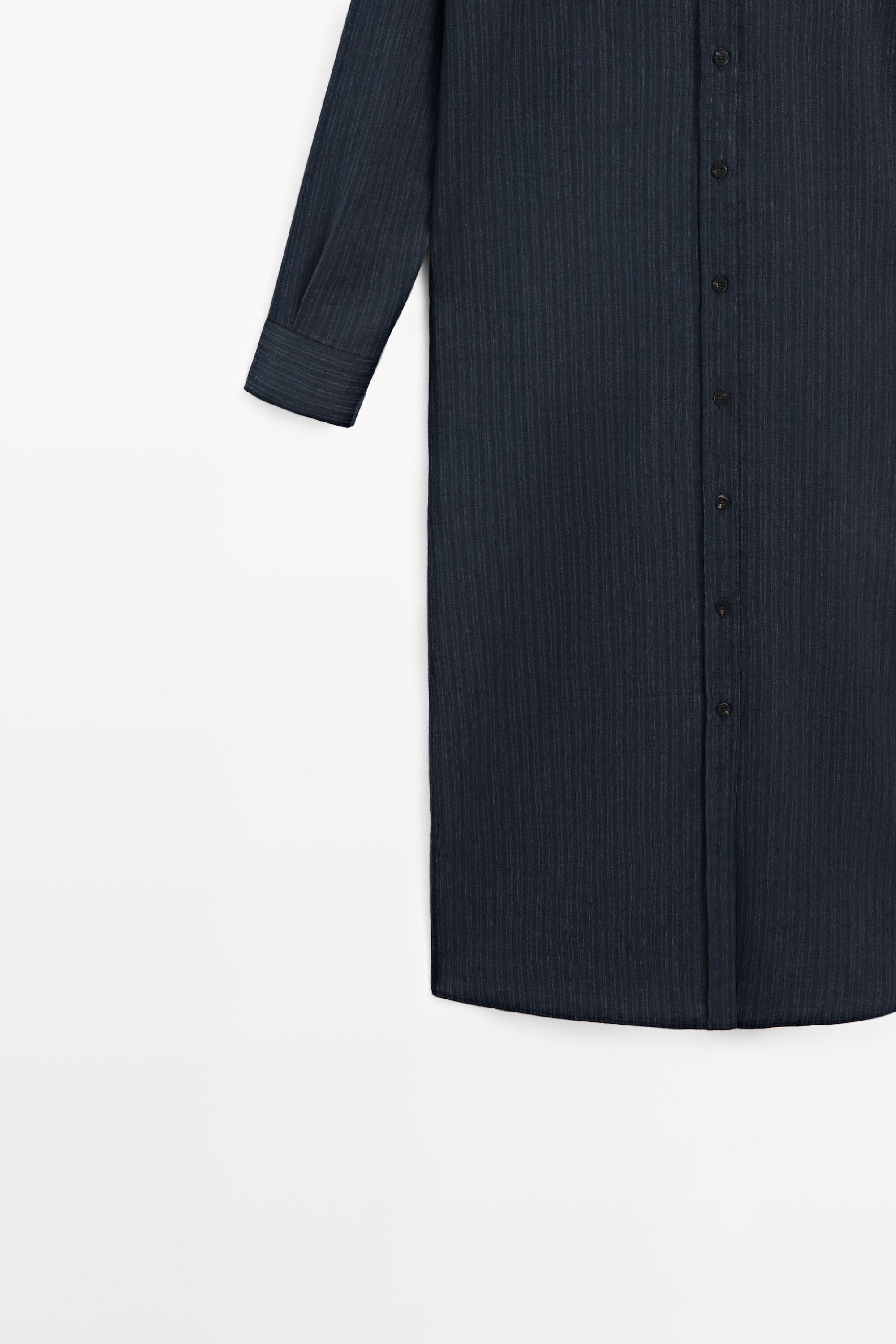 Flowing midi shirt dress — BLUE