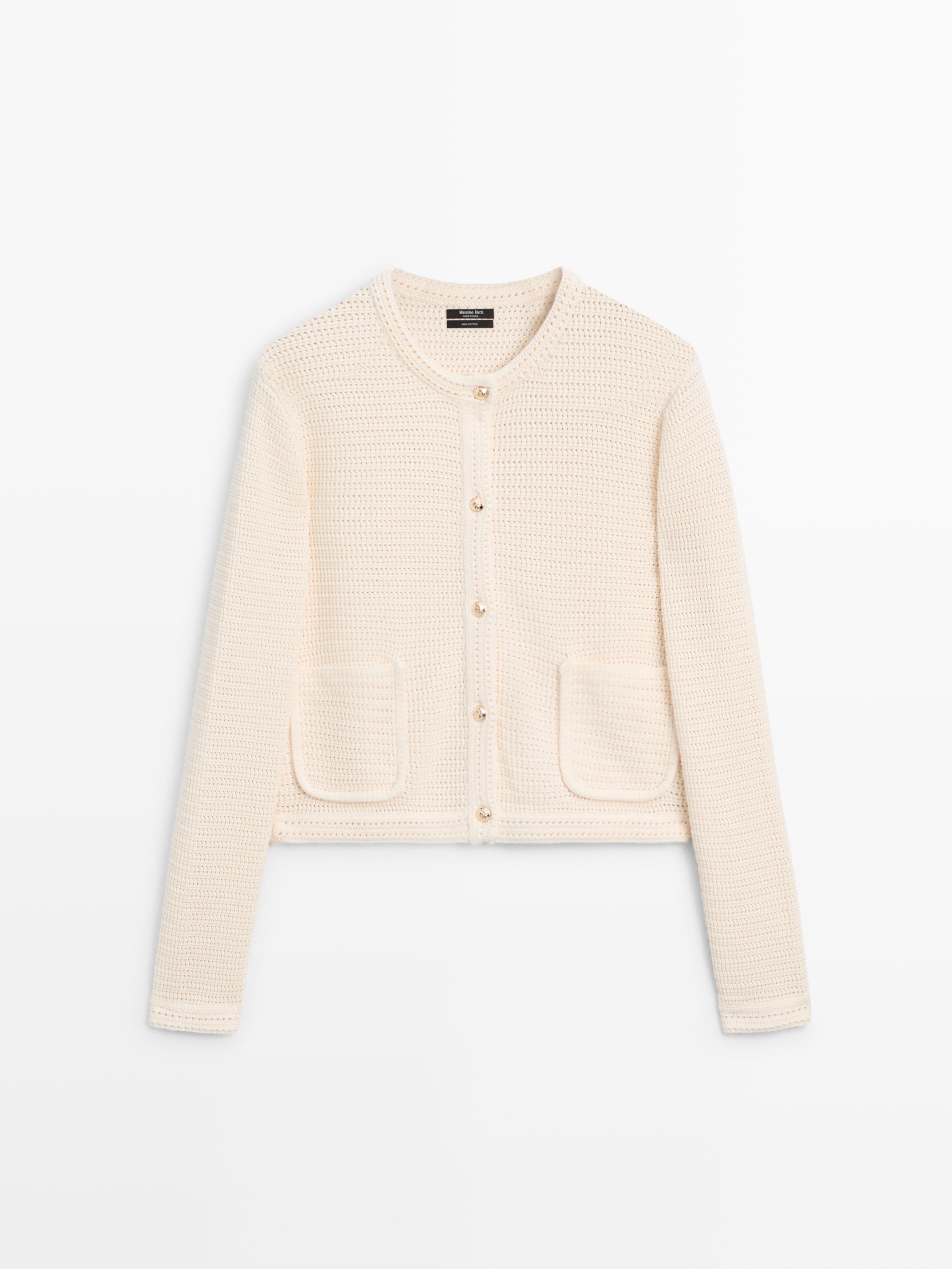 Áo cardigan dệt kim 100% cốt-tông