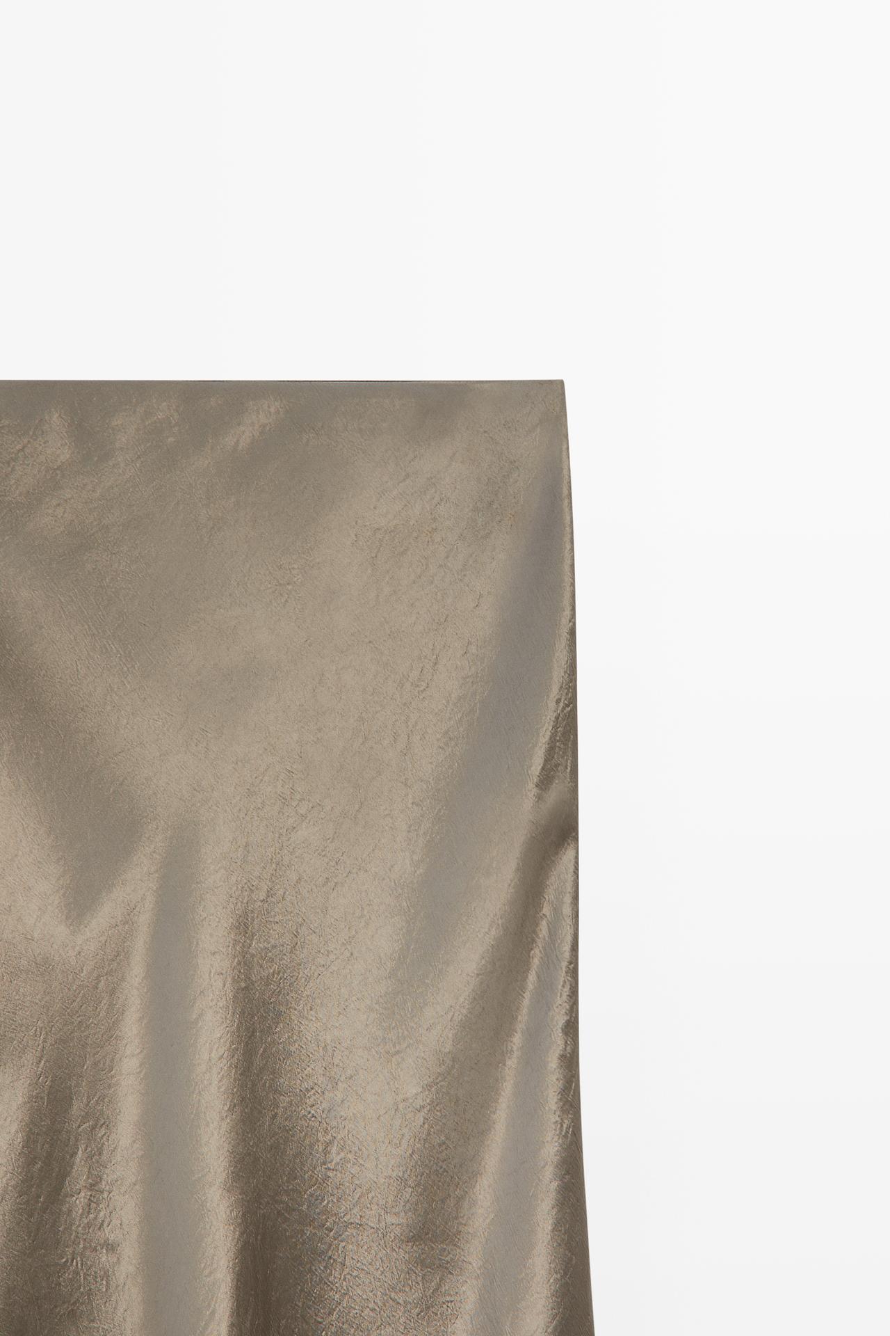 Satin flared midi skirt — TAUPE GREY