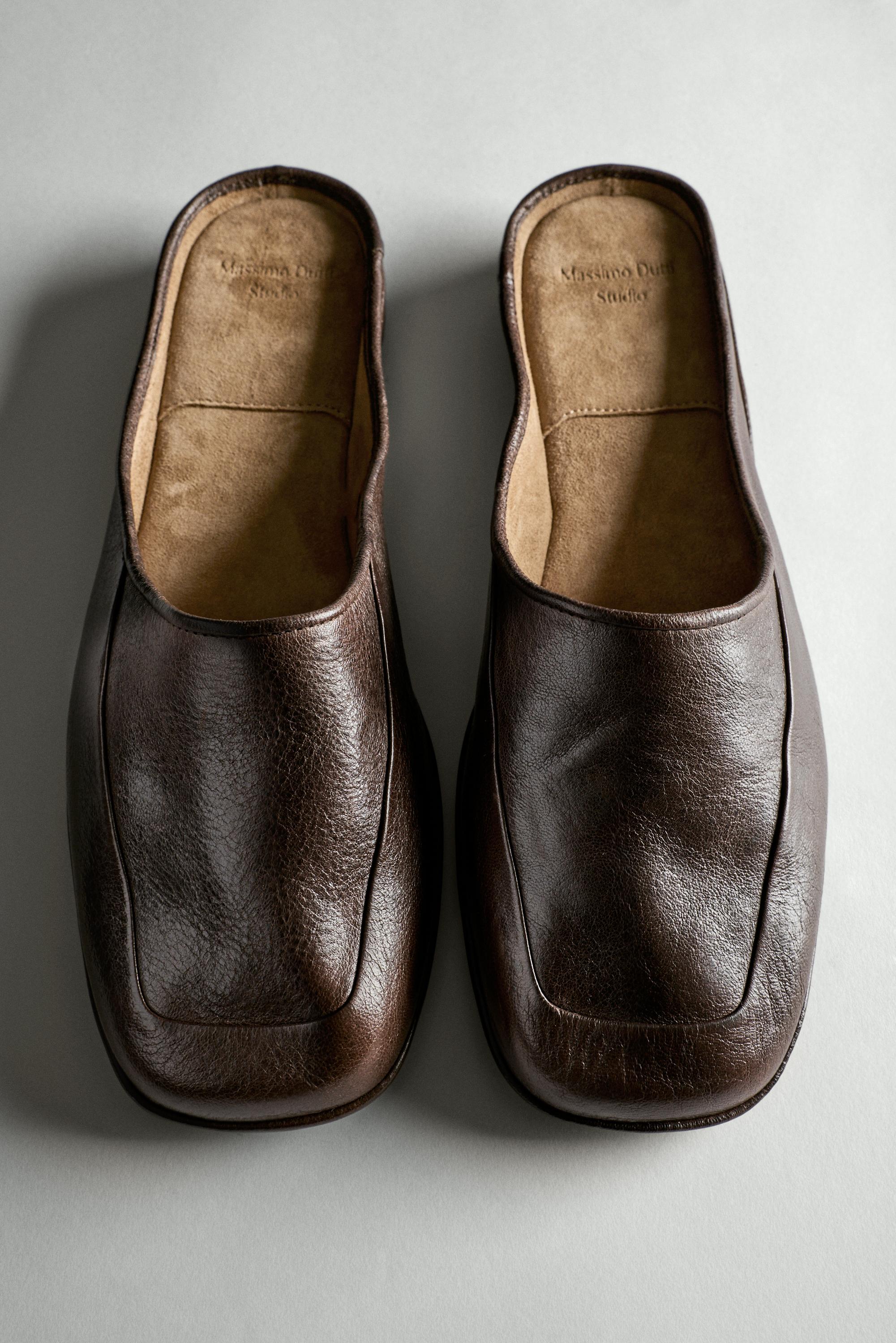 Soft leather mules - STUDIO — BROWN