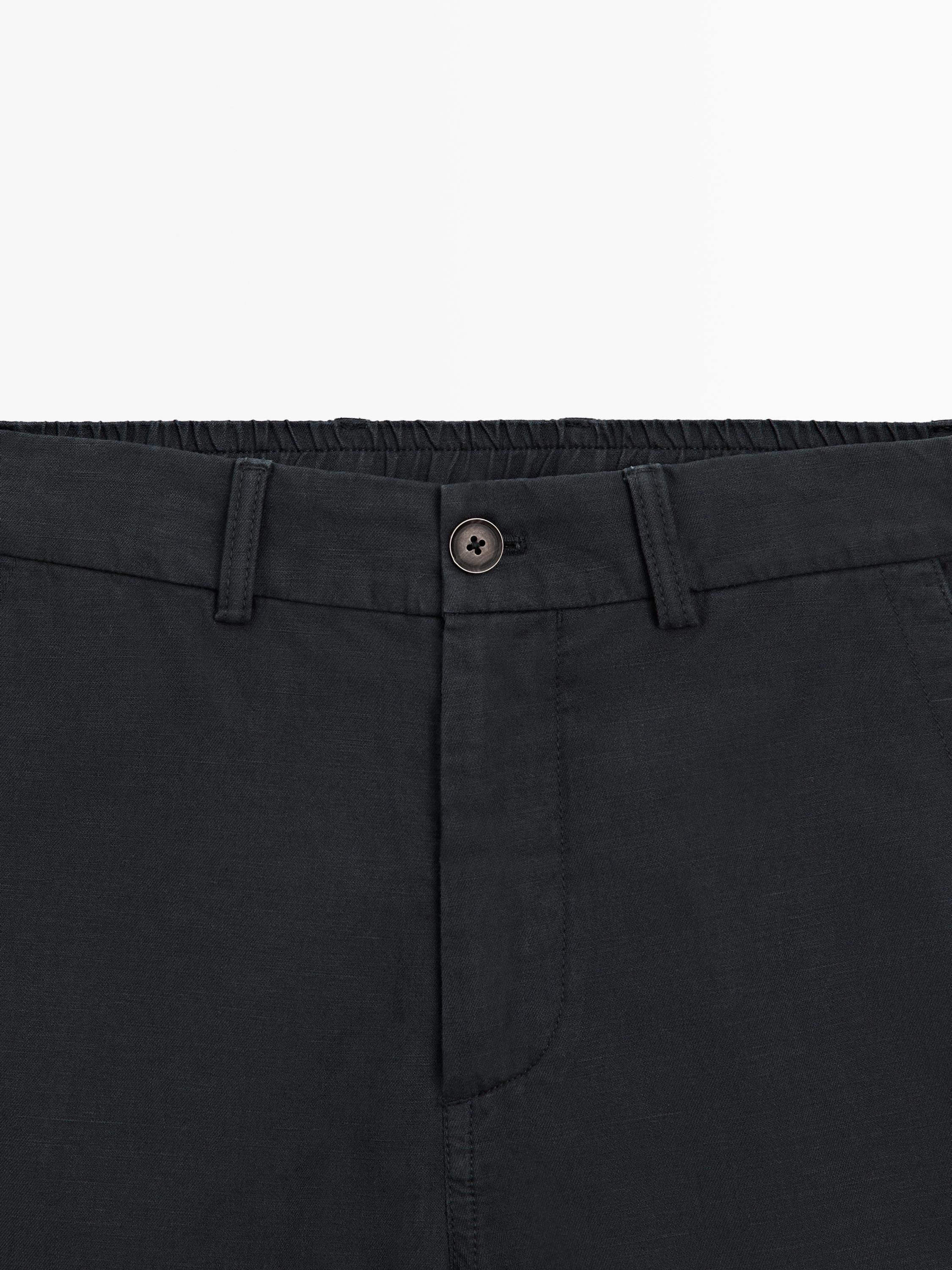 Linen blend Bermuda shorts — NAVY BLUE