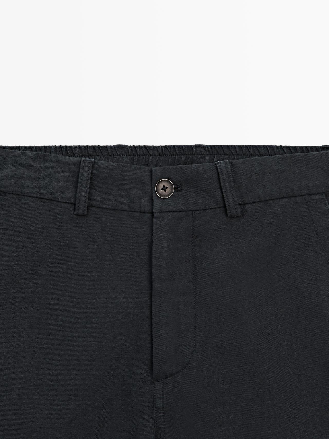 Linen blend Bermuda shorts — NAVY BLUE
