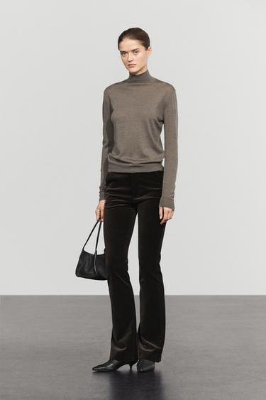 100% wool mock neck knit sweater — GREEN MARL 8
