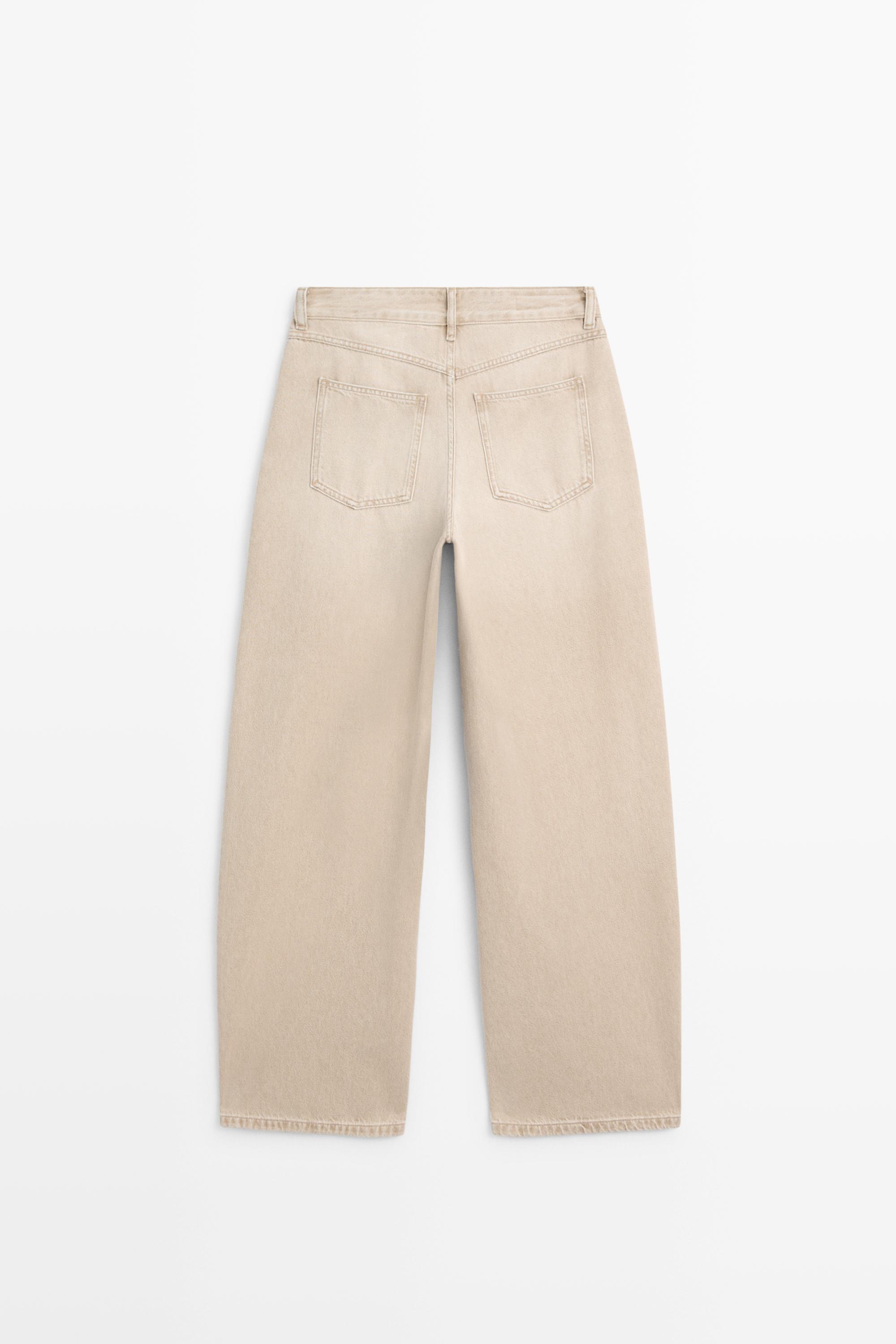 Mid-rise barrel fit jeans — SAND