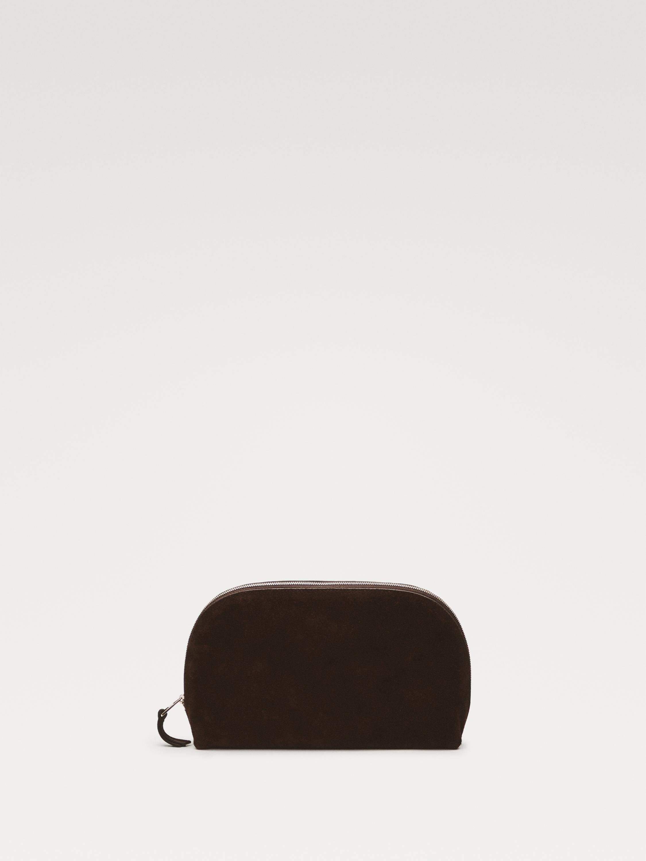 Split leather toiletry bag