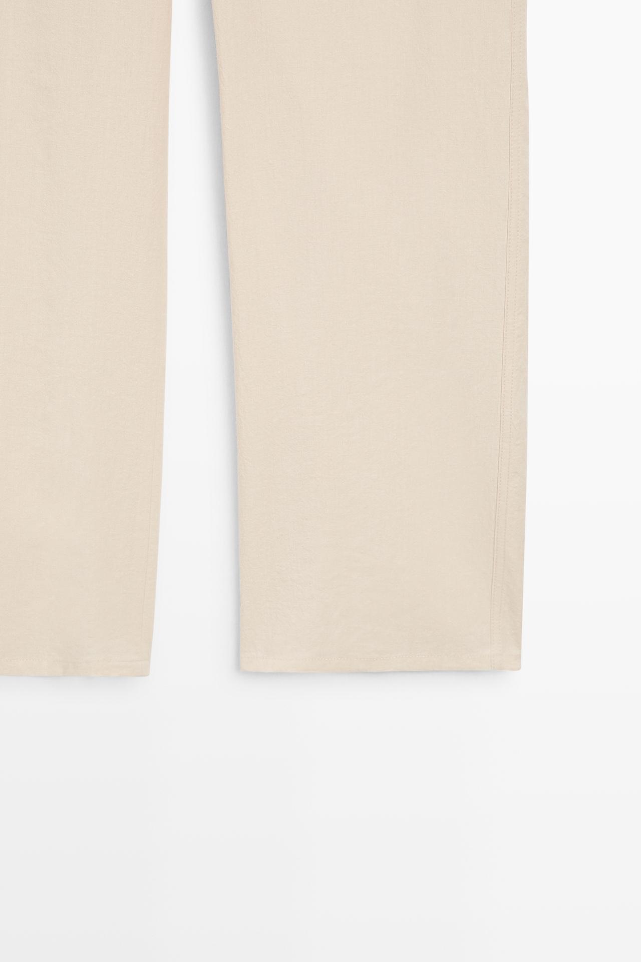 Linen blend relaxed fit pants — OCHRE MARL