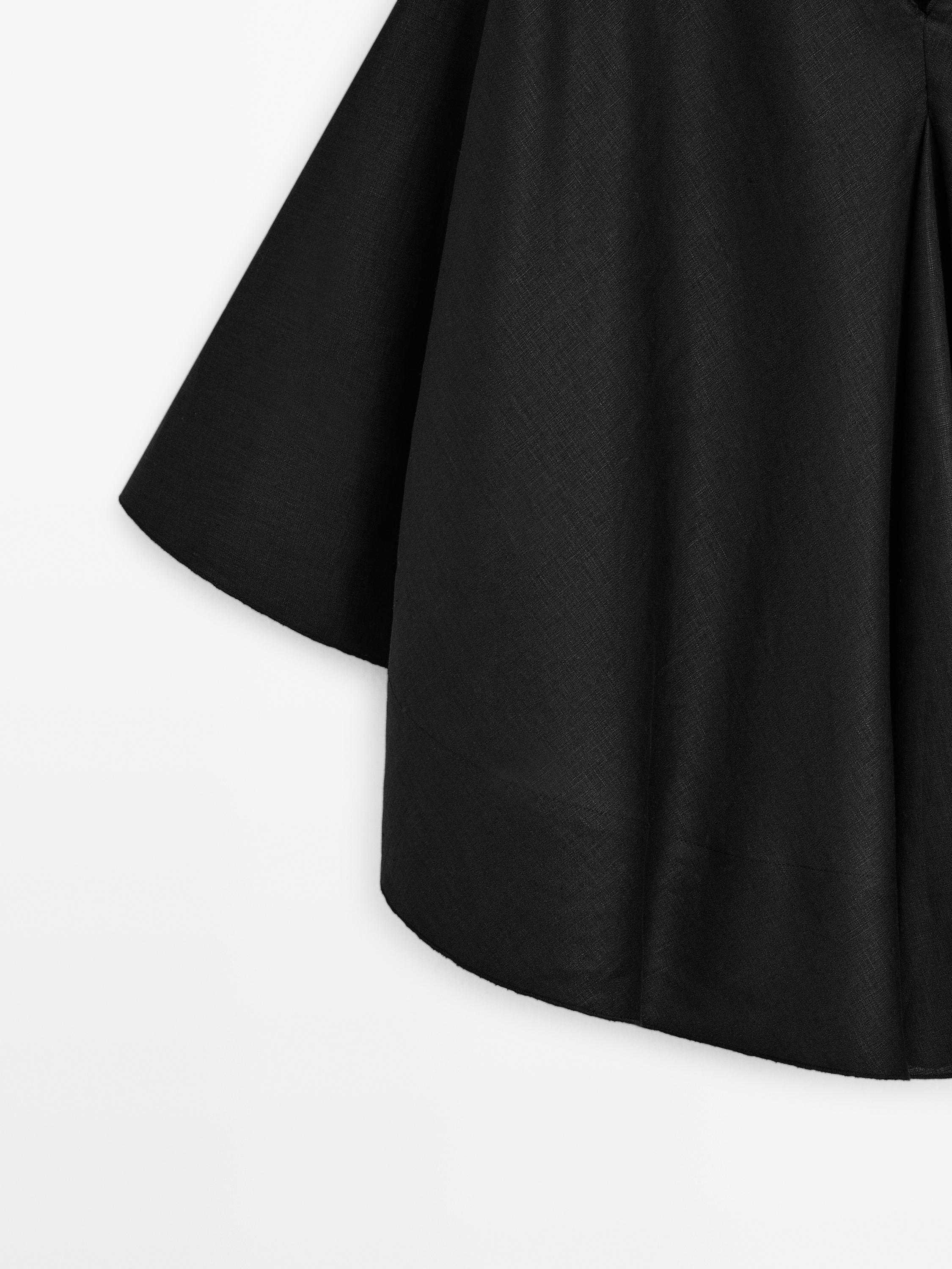 Fließende Langbluse aus 100 % Leinen im Cape-Stil - Studio