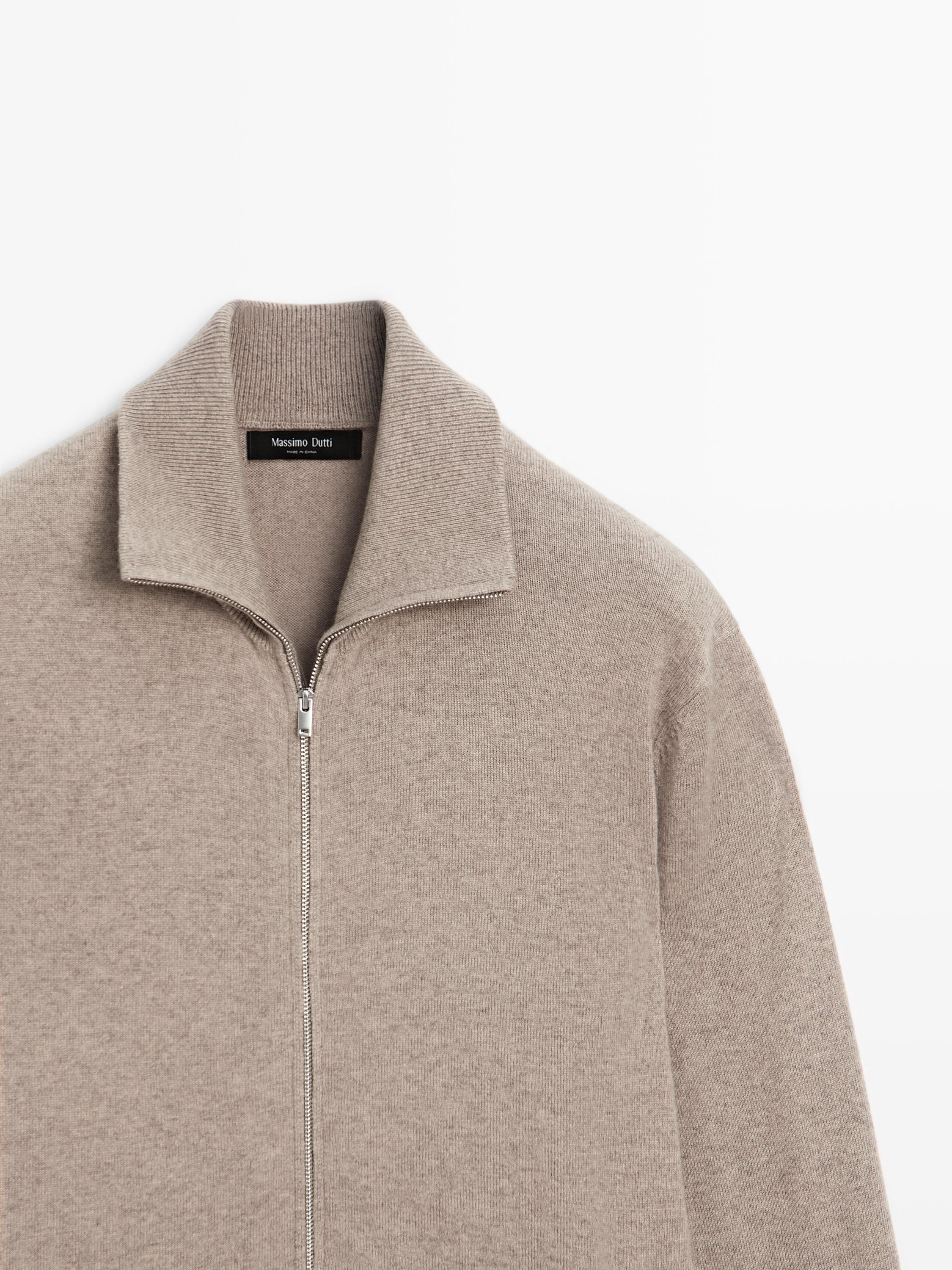Zip-up high neck cardigan