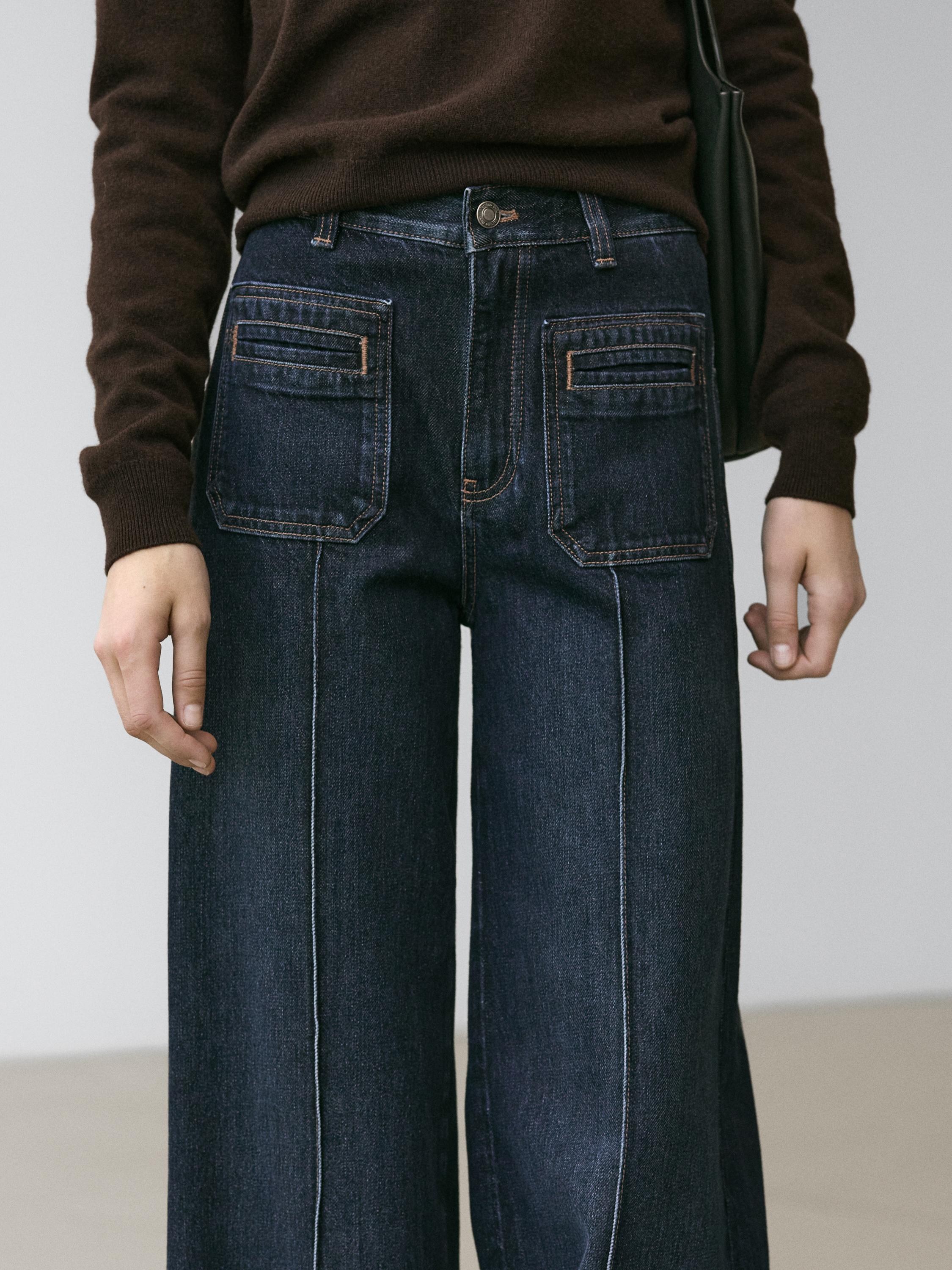 Mid-rise wide-leg jeans