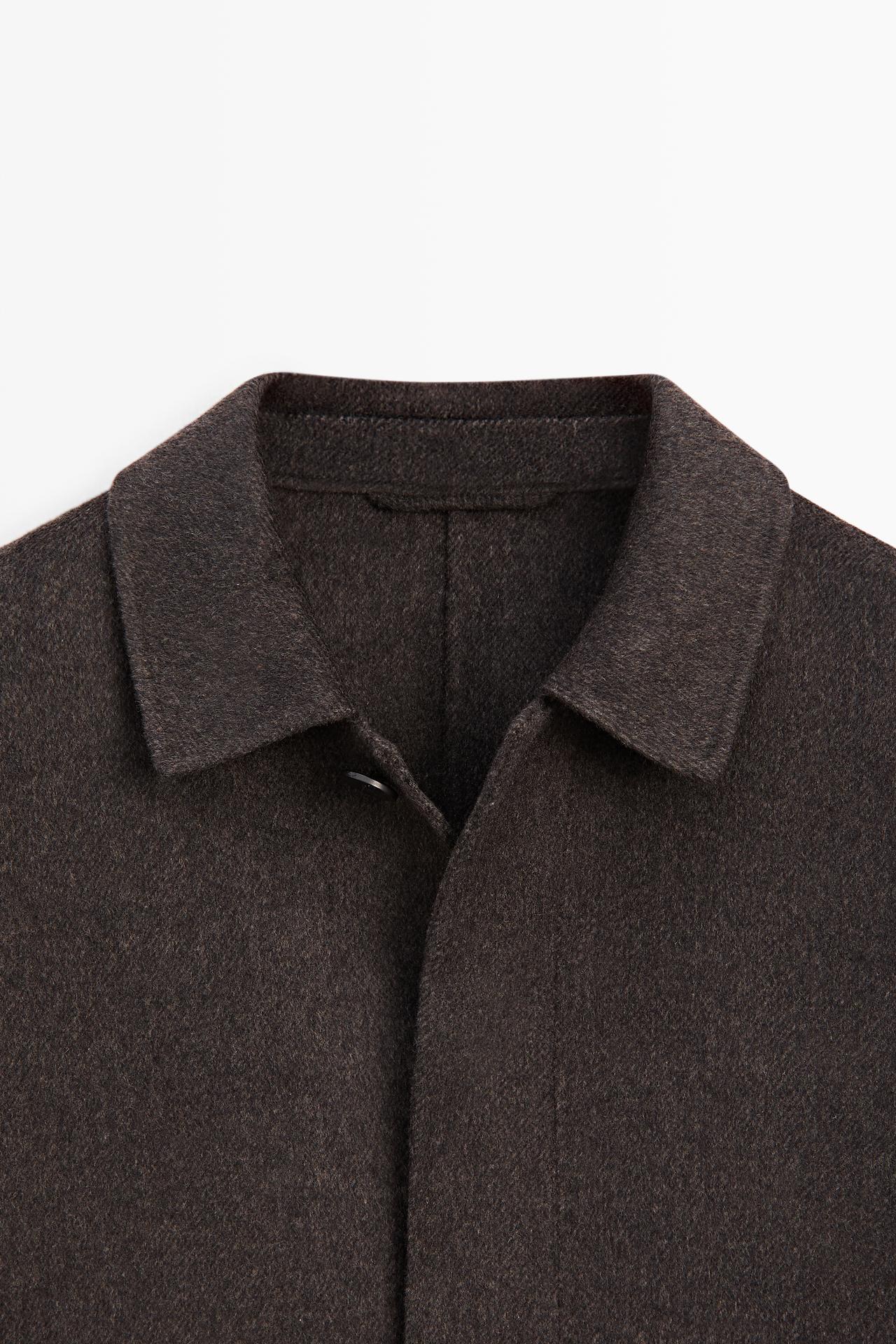 Double-faced wool blend short coat — GREY