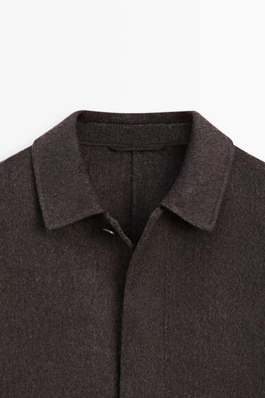 Double-faced wool blend short coat — GREY 9