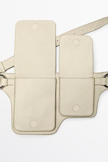 Split leather double compartment belt bag — Off white 2