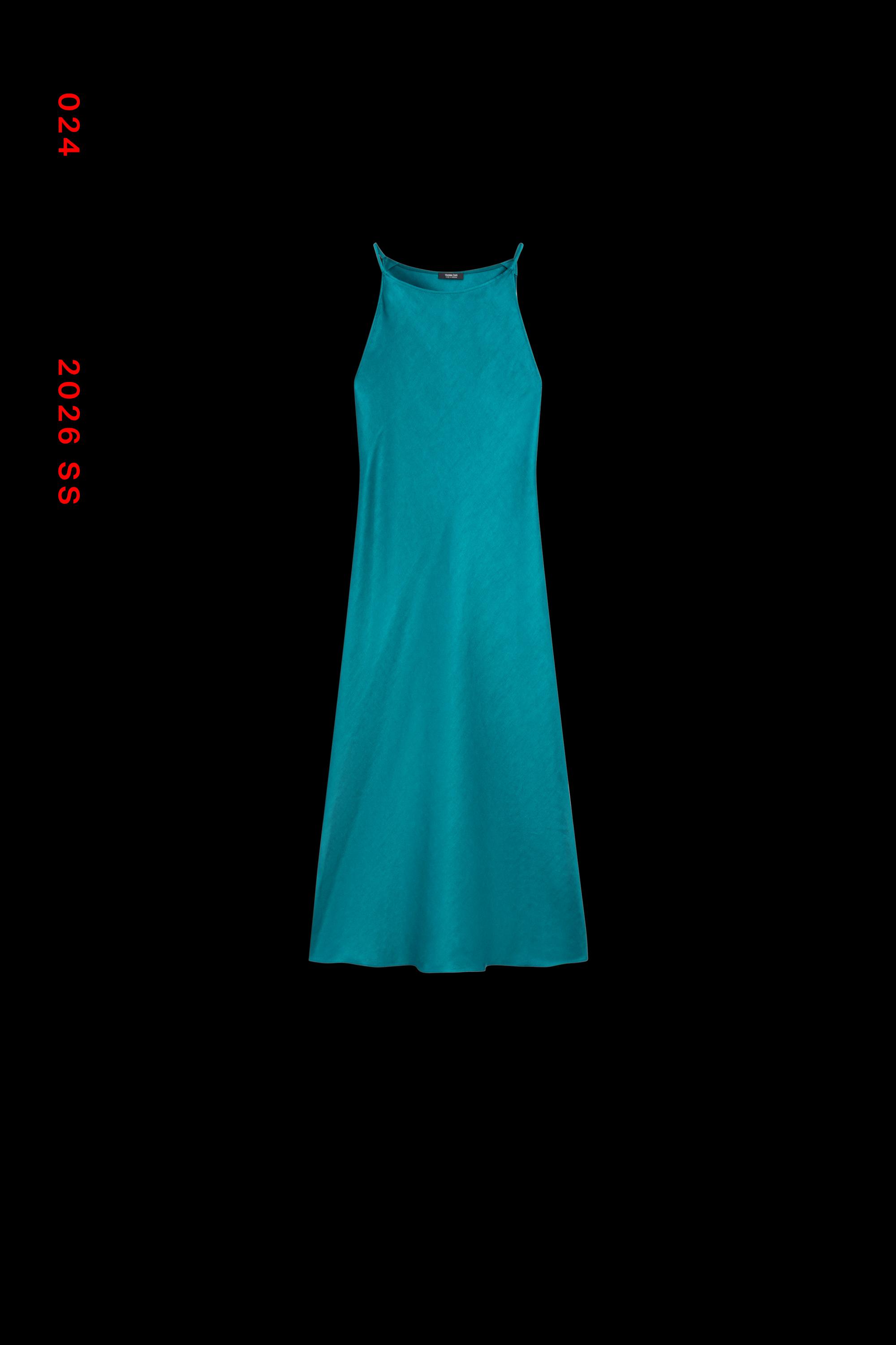 Flowing satin midi dress — BLUE