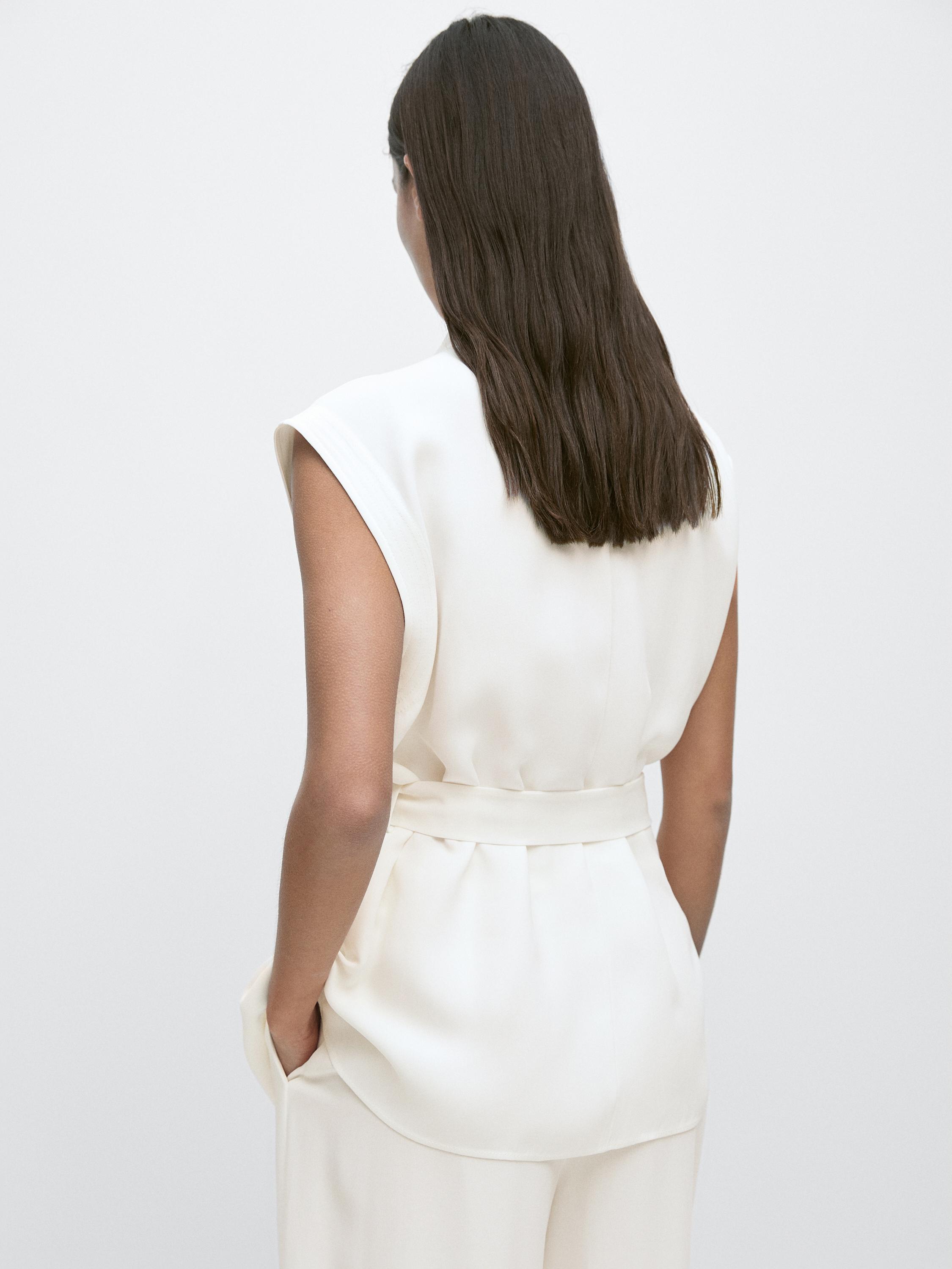 Crepe suit waistcoat — Off white