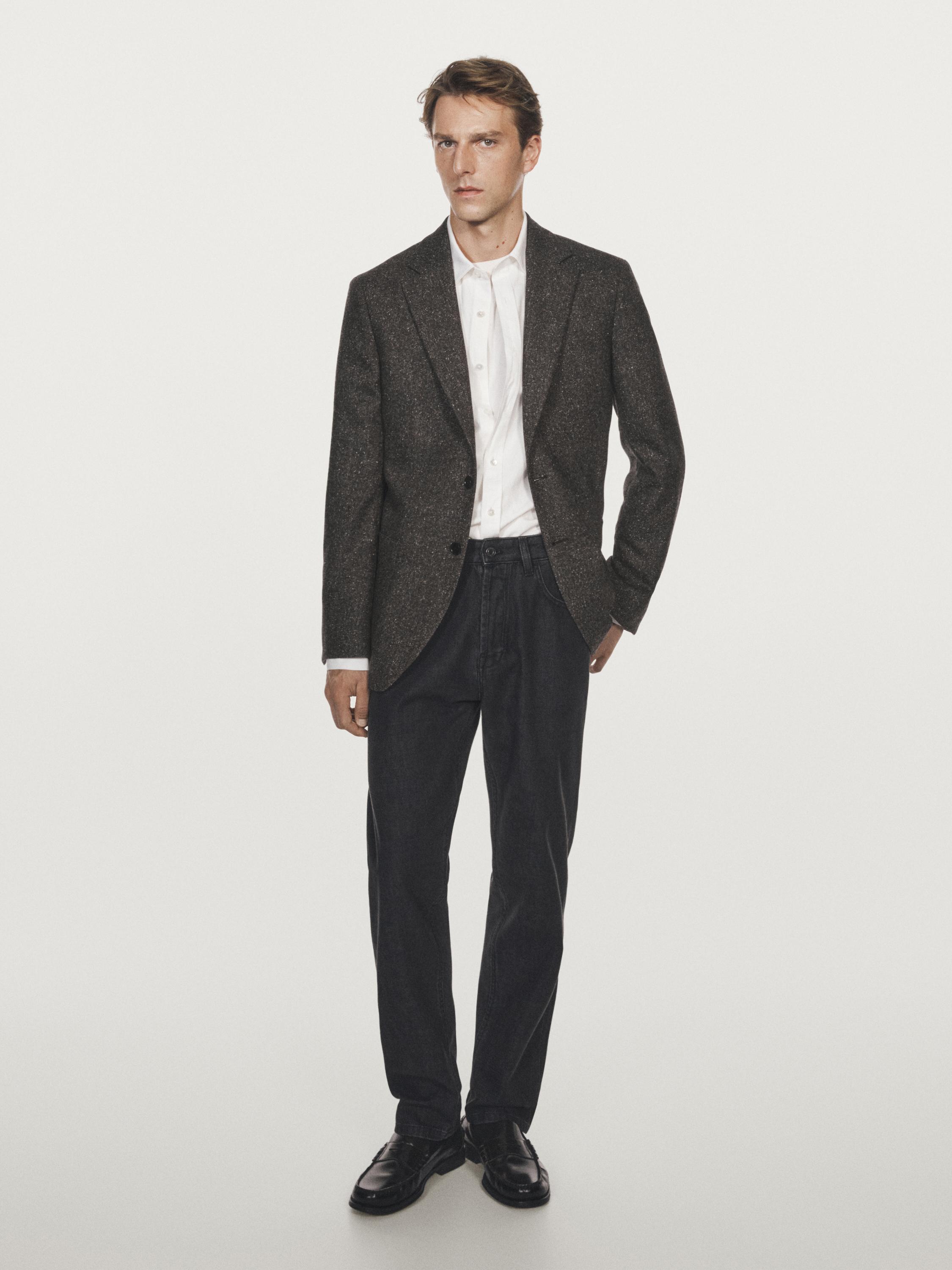 Wool blend buttoned jacket