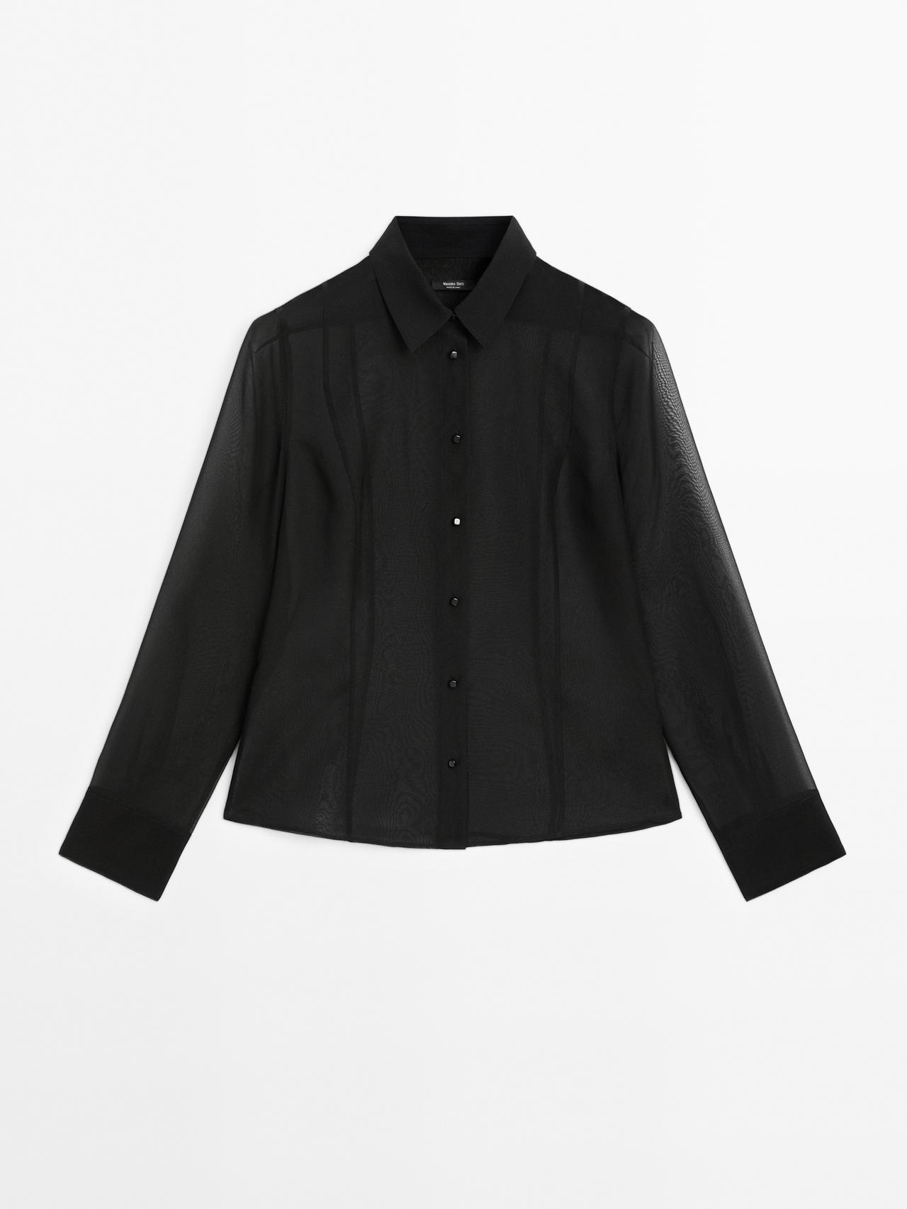 Massimo Dutti - Dame - Let Skjorte I Blanding Med Mulberry-Silke - Sort - Xs