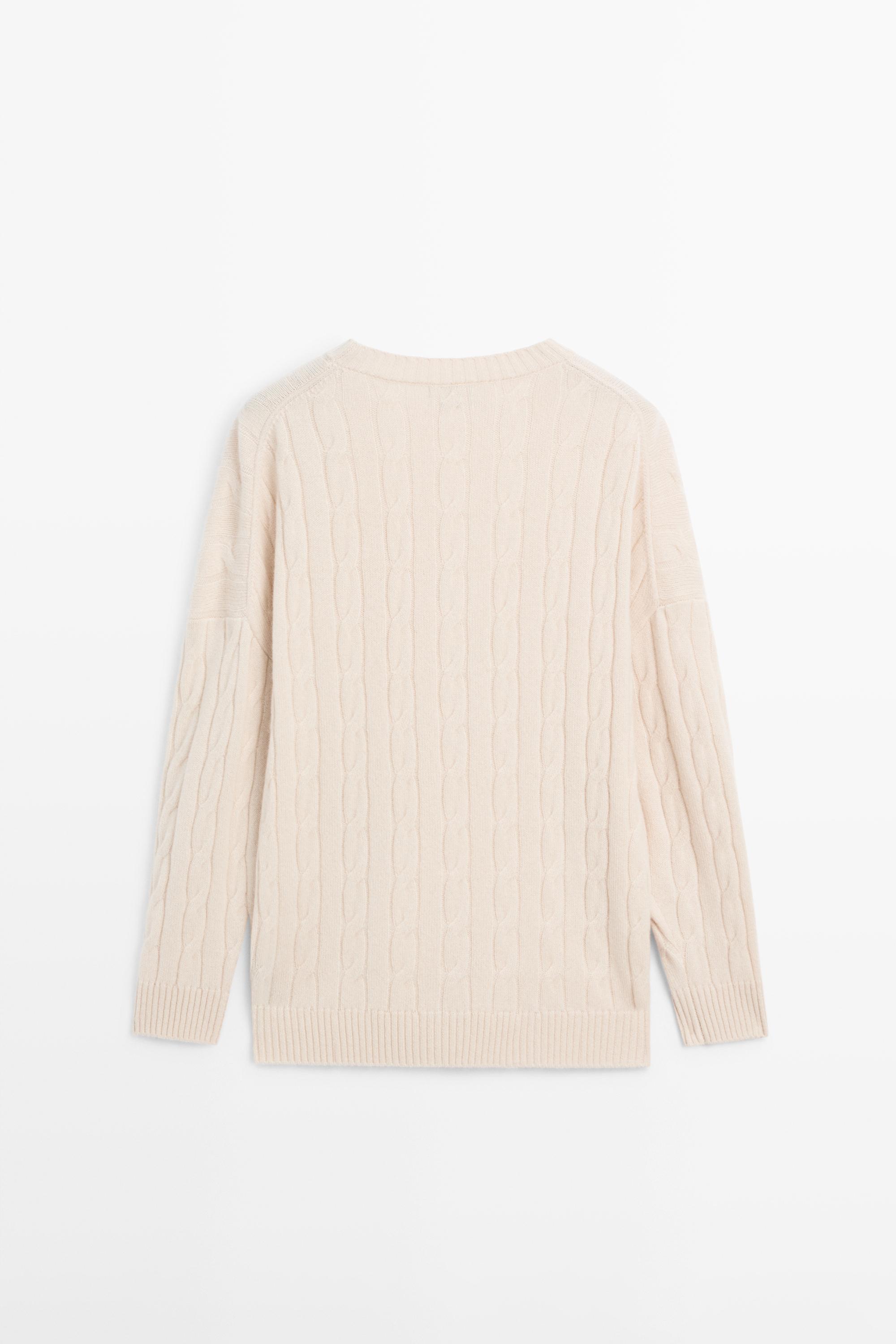 100% cashmere cable-knit sweater — BEIGE