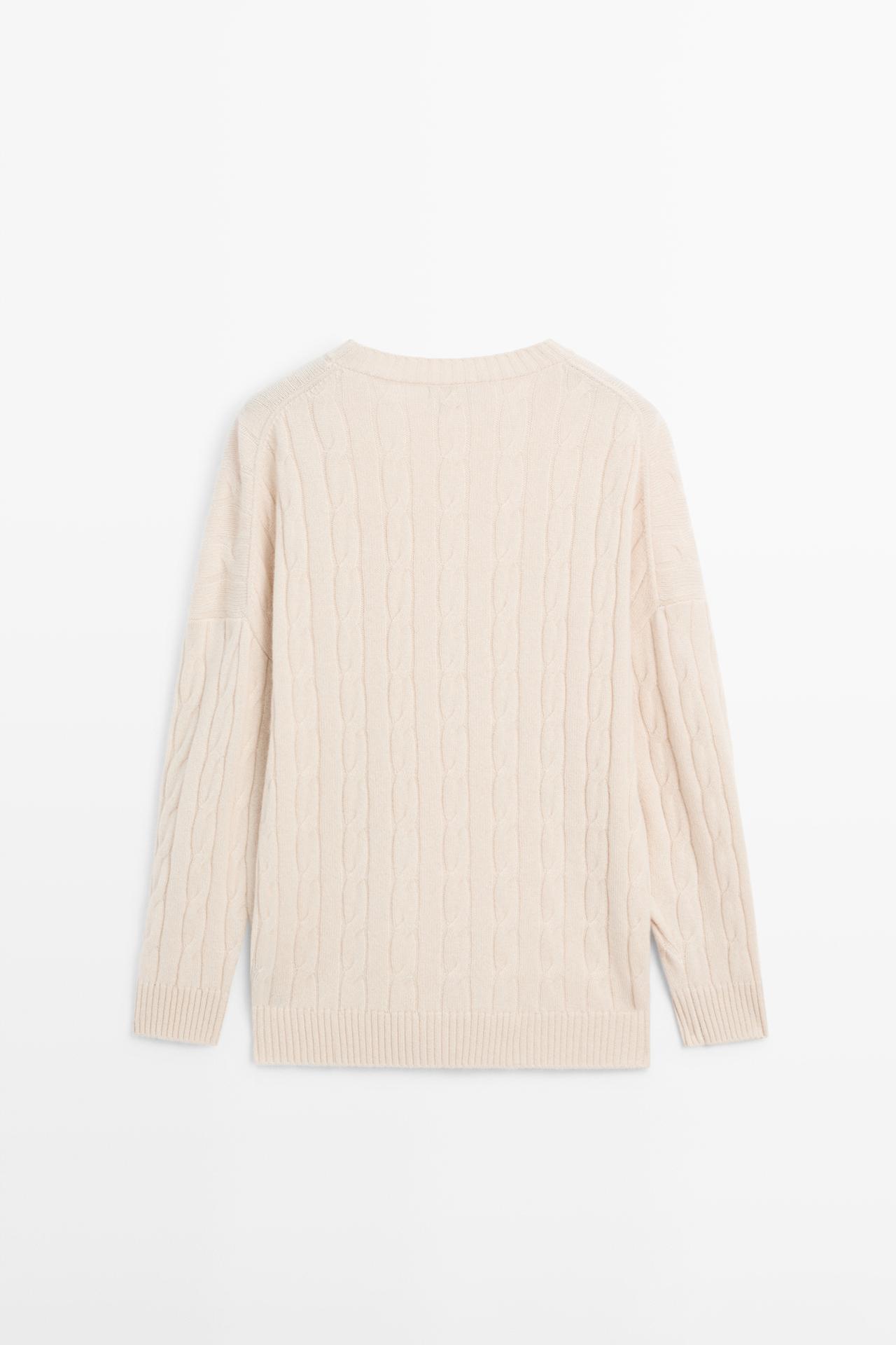 100% cashmere cable-knit sweater — BEIGE