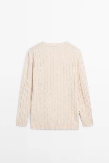 100% cashmere cable-knit sweater — BEIGE 6
